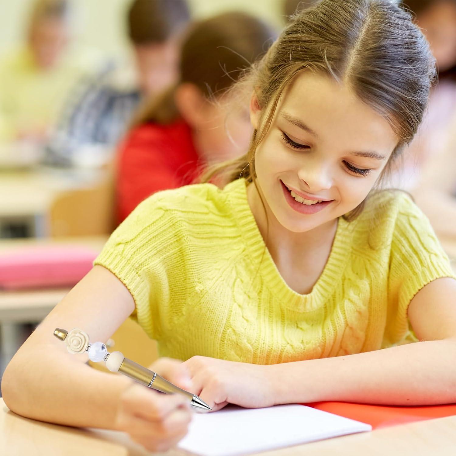 imageWhaline 24Pcs Beadable Pen Black Gold Silver Bead Ballpoint Pen Gel Ink Pen Retractable Writing Pens with Extra Refills for DIY Crafts Office School Gifts Party SuppliesBlack Gold Silver