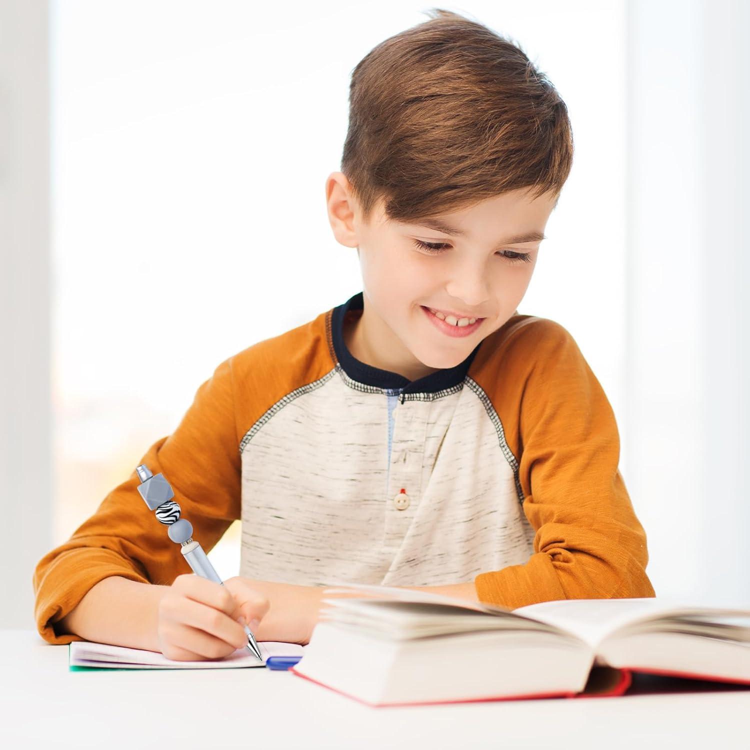 imageWhaline 24Pcs Beadable Pen Black Gold Silver Bead Ballpoint Pen Gel Ink Pen Retractable Writing Pens with Extra Refills for DIY Crafts Office School Gifts Party SuppliesBlack Gold Silver