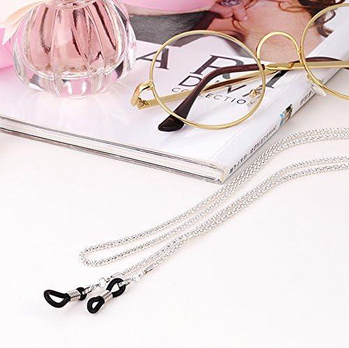 imageWhaline 3 Pieces Eyeglasses Chain Sunglass Neck Strap Holder with 6 Pcs Adjustable Rubber Ends ConnectorsGolden Silver Black