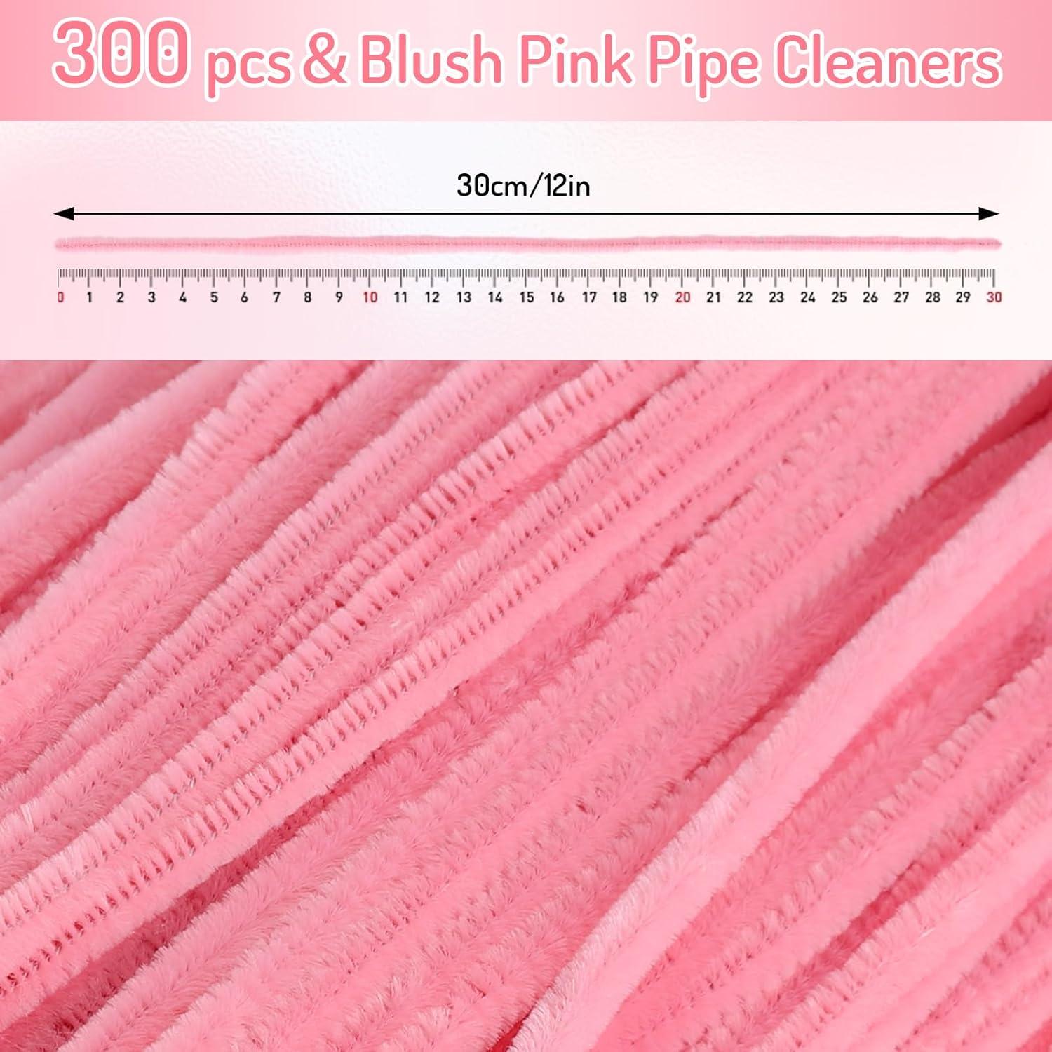imageWhaline 300Pcs Pink Pipe Cleaners Blush Pink Chenille Stems Light Toned Decorative DIY Craft Set for Holiday Art Party Decor 12 x 02 InchBlush Pink