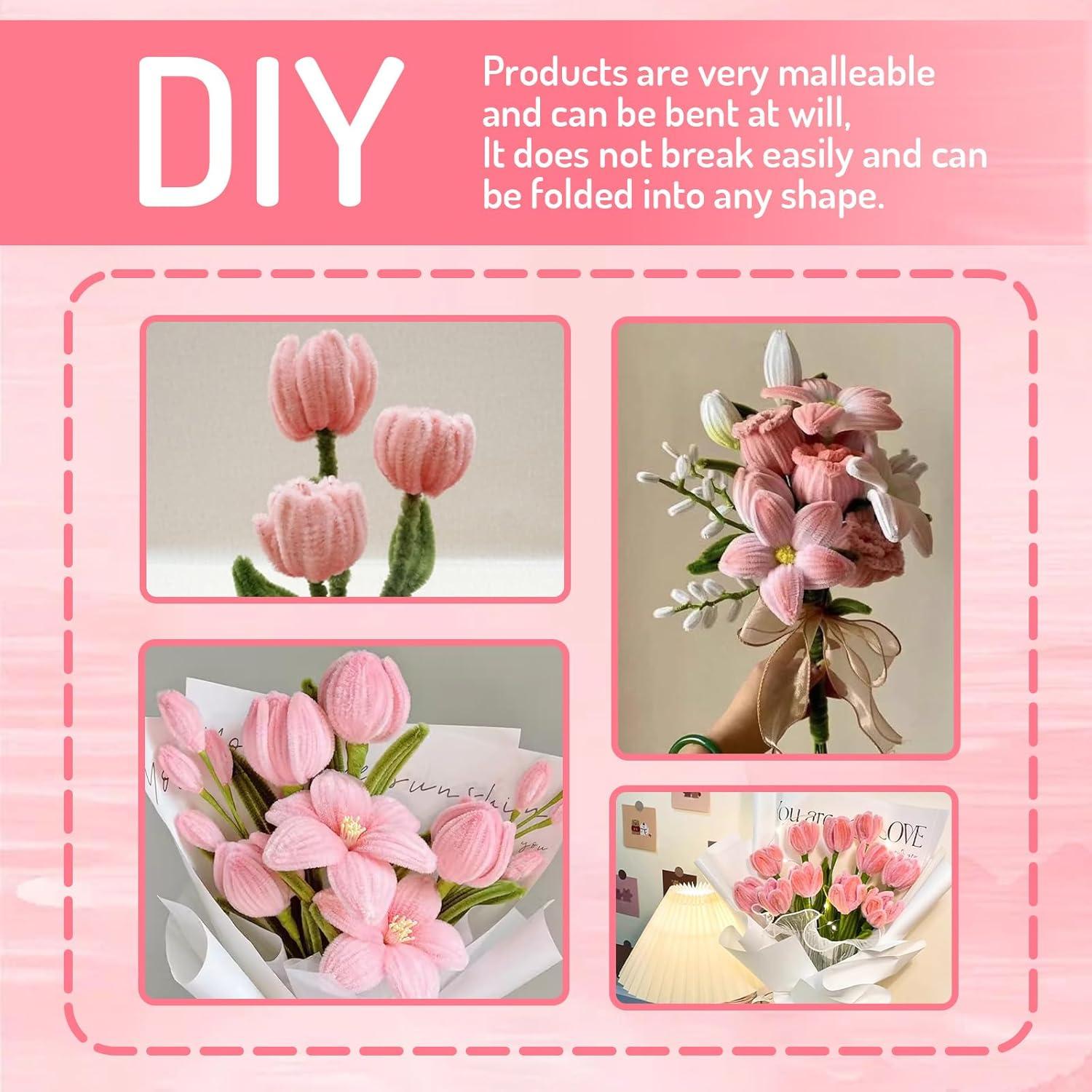 imageWhaline 300Pcs Pink Pipe Cleaners Blush Pink Chenille Stems Light Toned Decorative DIY Craft Set for Holiday Art Party Decor 12 x 02 InchBlush Pink