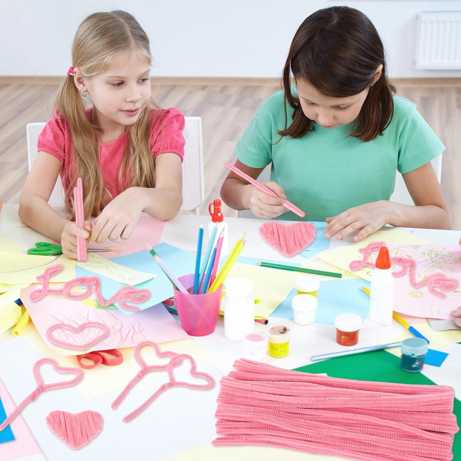 imageWhaline 300Pcs Pink Pipe Cleaners Blush Pink Chenille Stems Light Toned Decorative DIY Craft Set for Holiday Art Party Decor 12 x 02 InchBlush Pink