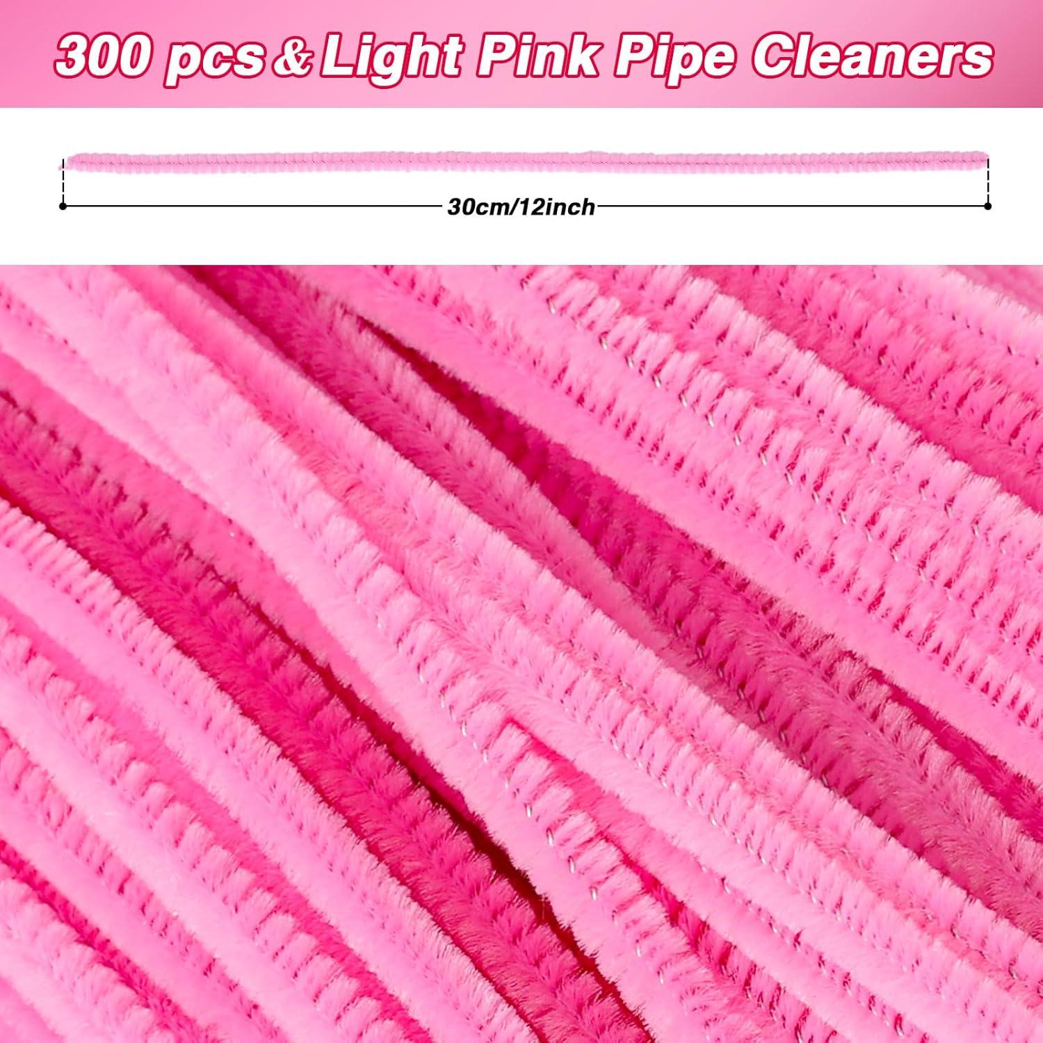 imageWhaline 300Pcs Pink Pipe Cleaners Blush Pink Chenille Stems Light Toned Decorative DIY Craft Set for Holiday Art Party Decor 12 x 02 InchLight Pink