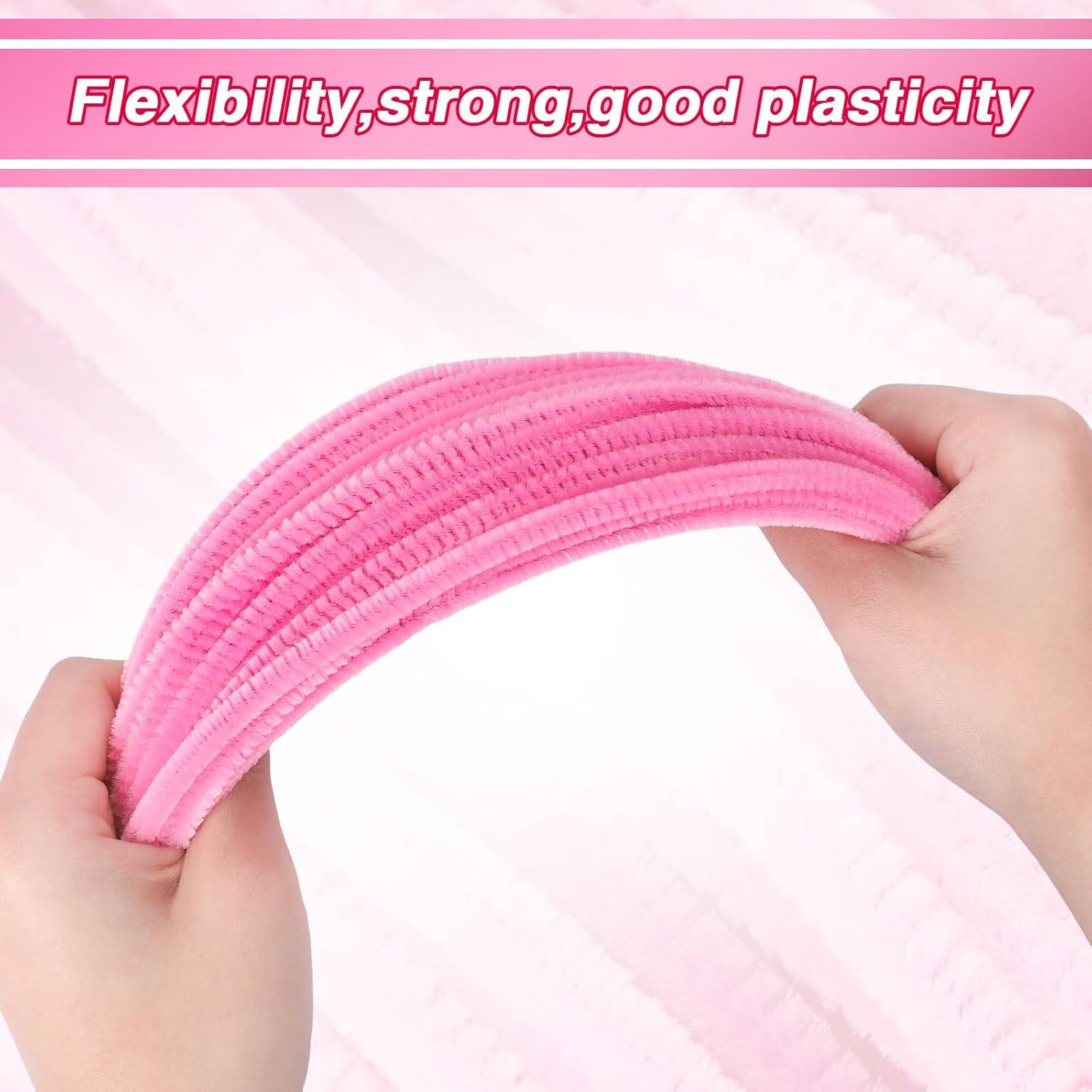 imageWhaline 300Pcs Pink Pipe Cleaners Blush Pink Chenille Stems Light Toned Decorative DIY Craft Set for Holiday Art Party Decor 12 x 02 InchLight Pink