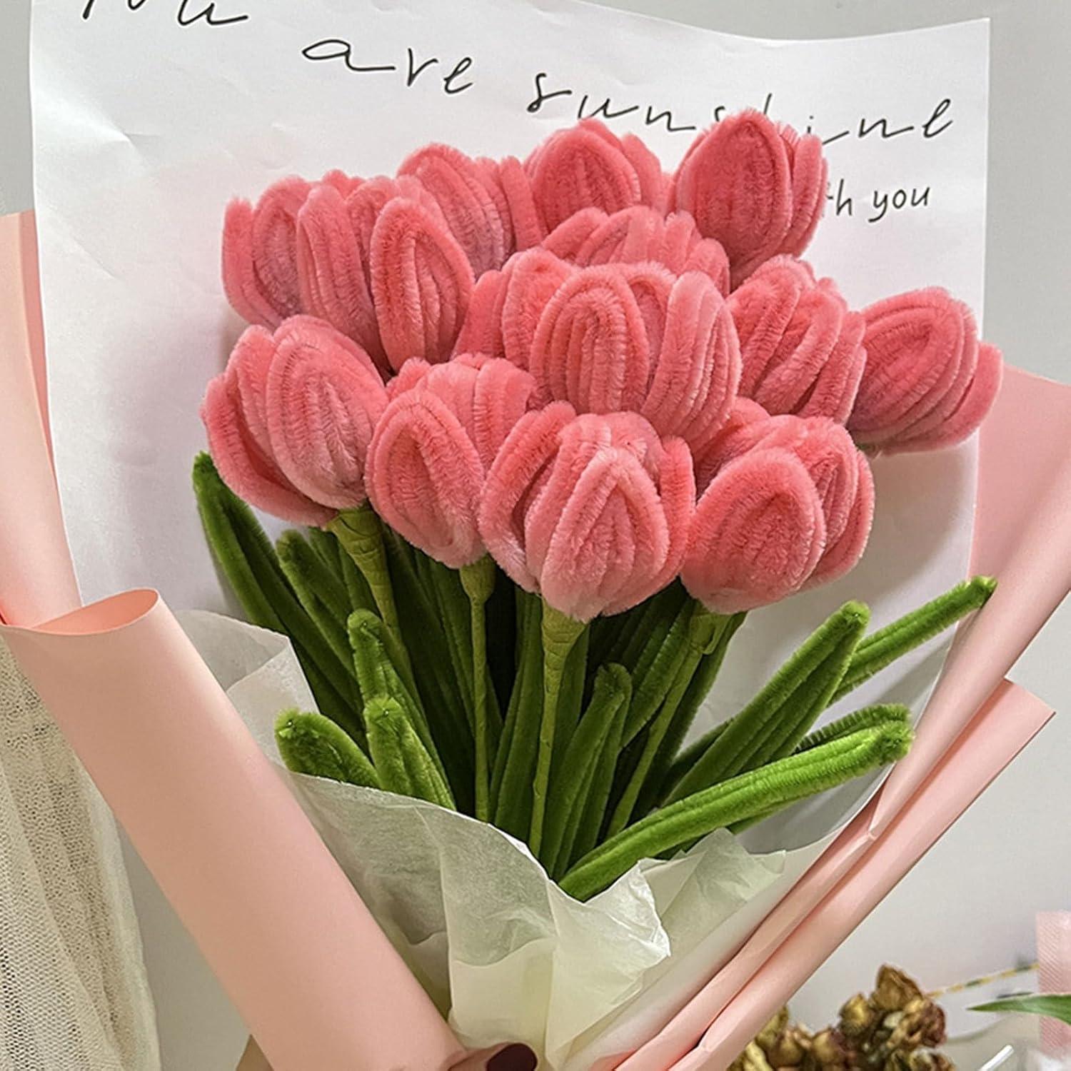 imageWhaline 300Pcs Pink Pipe Cleaners Blush Pink Chenille Stems Light Toned Decorative DIY Craft Set for Holiday Art Party Decor 12 x 02 InchLight Pink