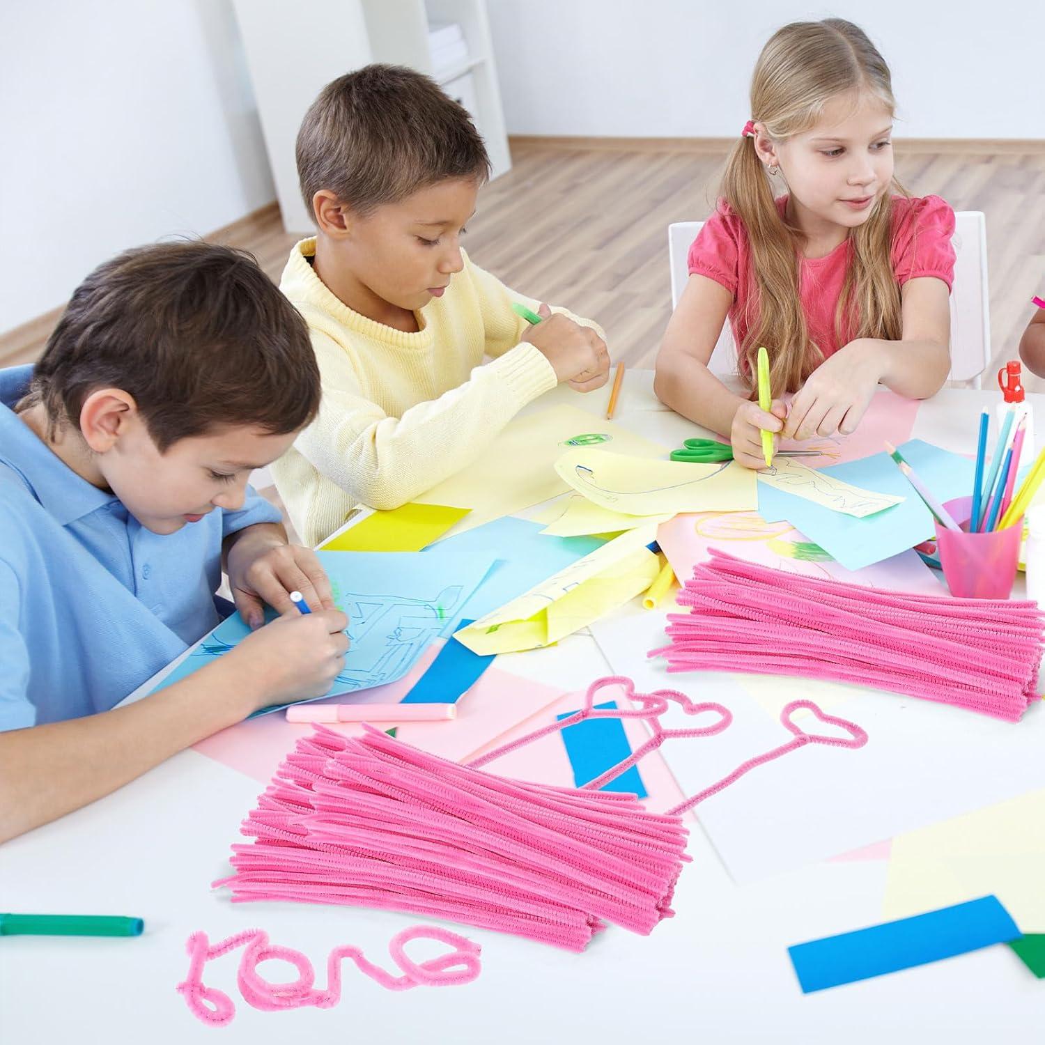 imageWhaline 300Pcs Pink Pipe Cleaners Blush Pink Chenille Stems Light Toned Decorative DIY Craft Set for Holiday Art Party Decor 12 x 02 InchLight Pink