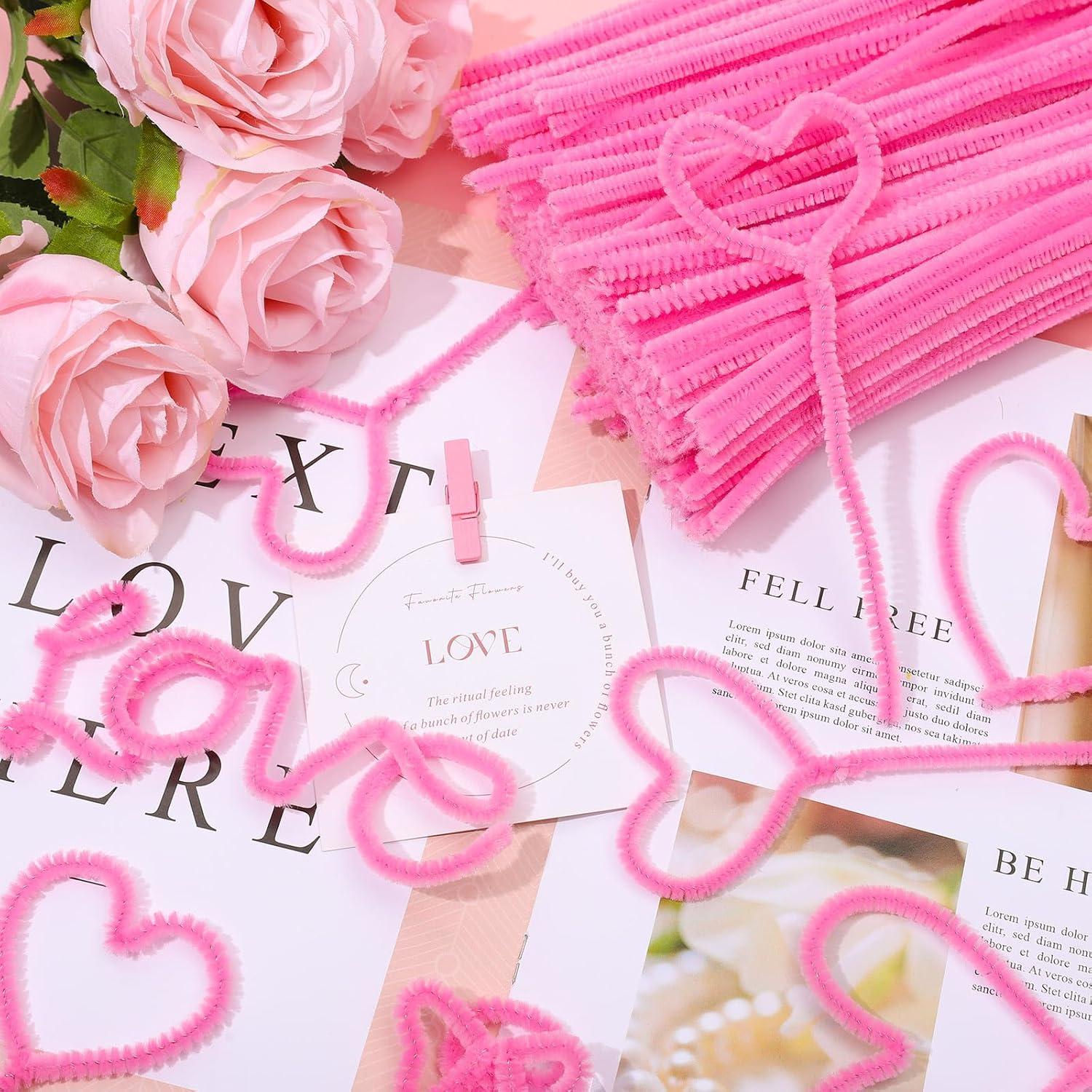 imageWhaline 300Pcs Pink Pipe Cleaners Blush Pink Chenille Stems Light Toned Decorative DIY Craft Set for Holiday Art Party Decor 12 x 02 InchLight Pink