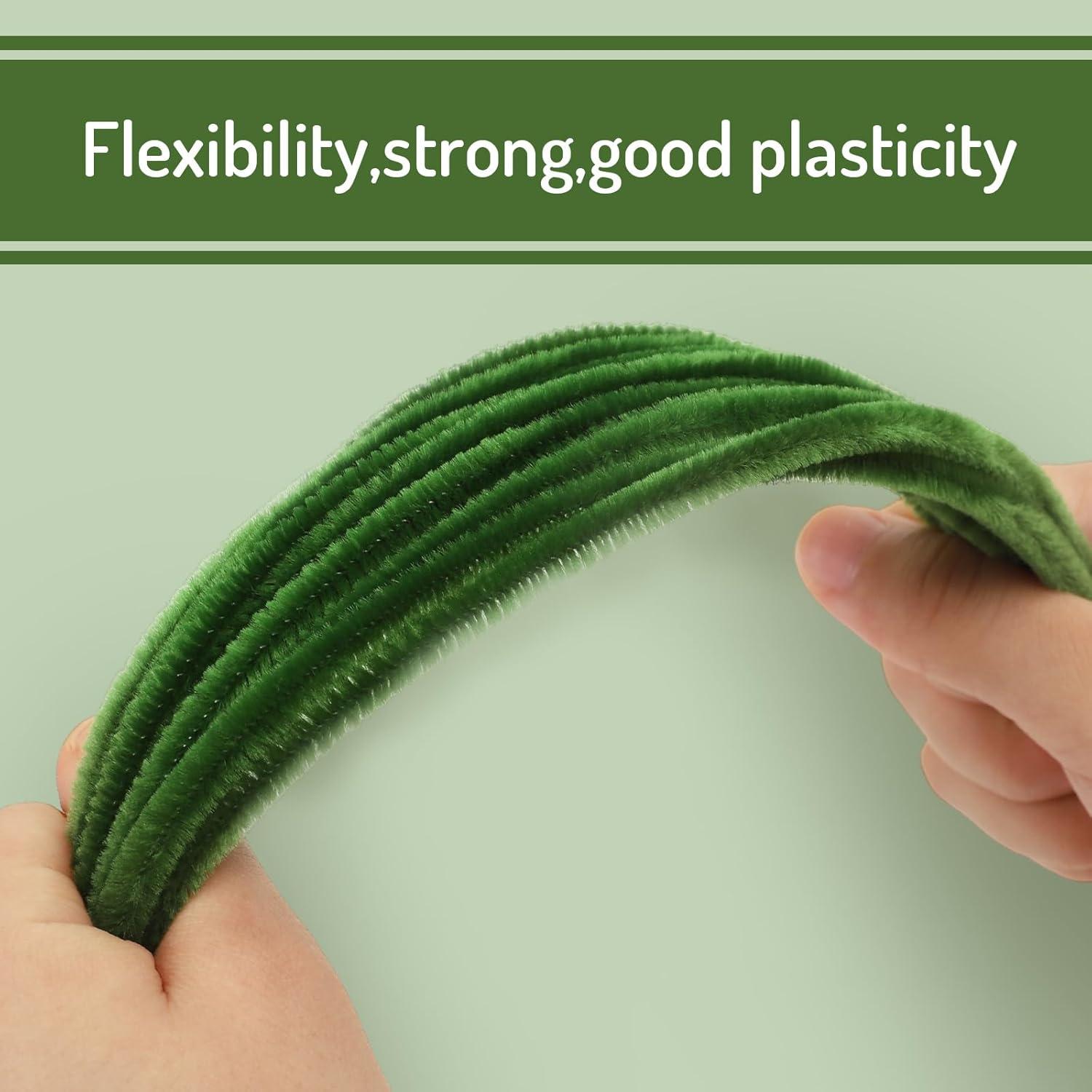 imageWhaline 300Pcs Pink Pipe Cleaners Blush Pink Chenille Stems Light Toned Decorative DIY Craft Set for Holiday Art Party Decor 12 x 02 InchOlive Green