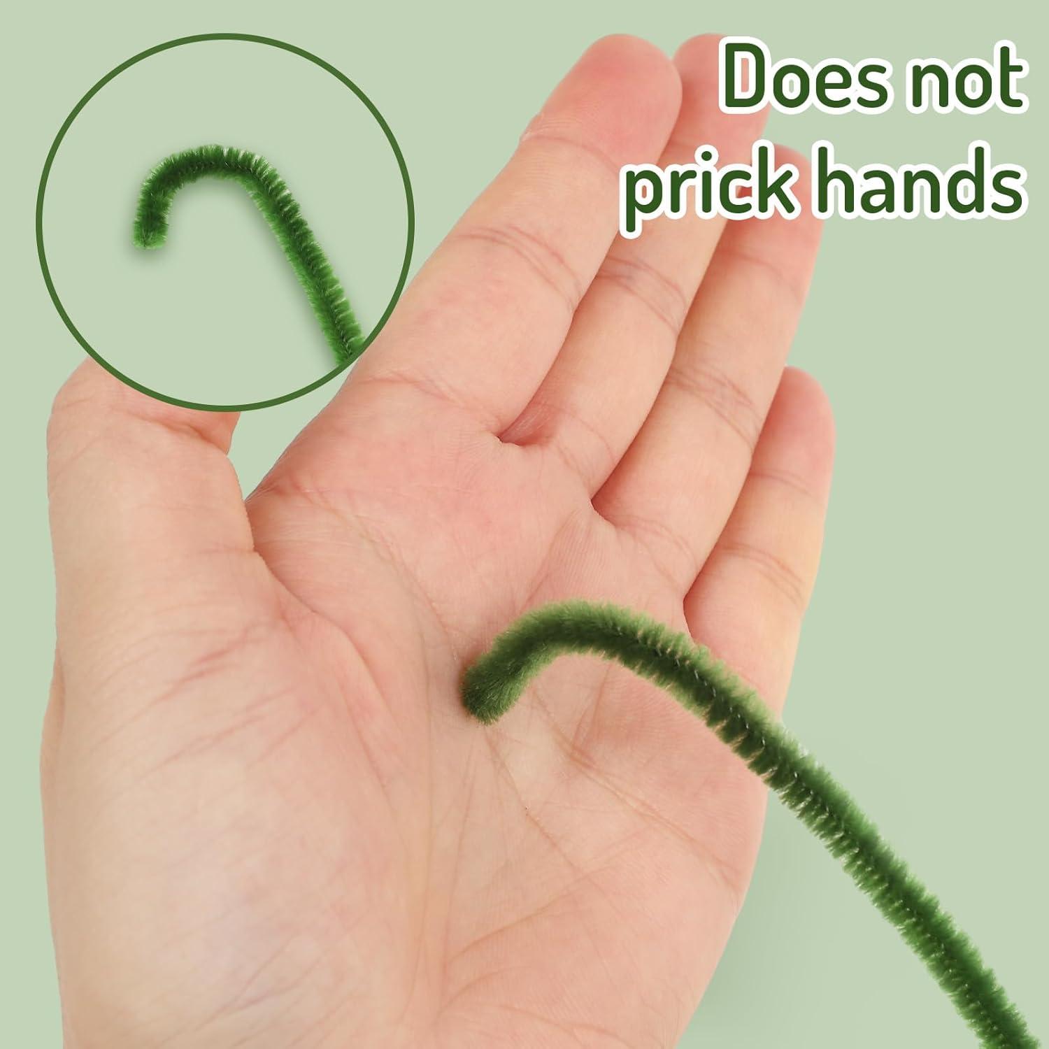 imageWhaline 300Pcs Pink Pipe Cleaners Blush Pink Chenille Stems Light Toned Decorative DIY Craft Set for Holiday Art Party Decor 12 x 02 InchOlive Green