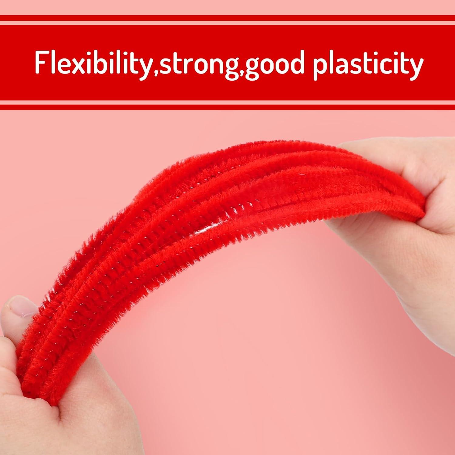 imageWhaline 300Pcs Pink Pipe Cleaners Blush Pink Chenille Stems Light Toned Decorative DIY Craft Set for Holiday Art Party Decor 12 x 02 InchRed