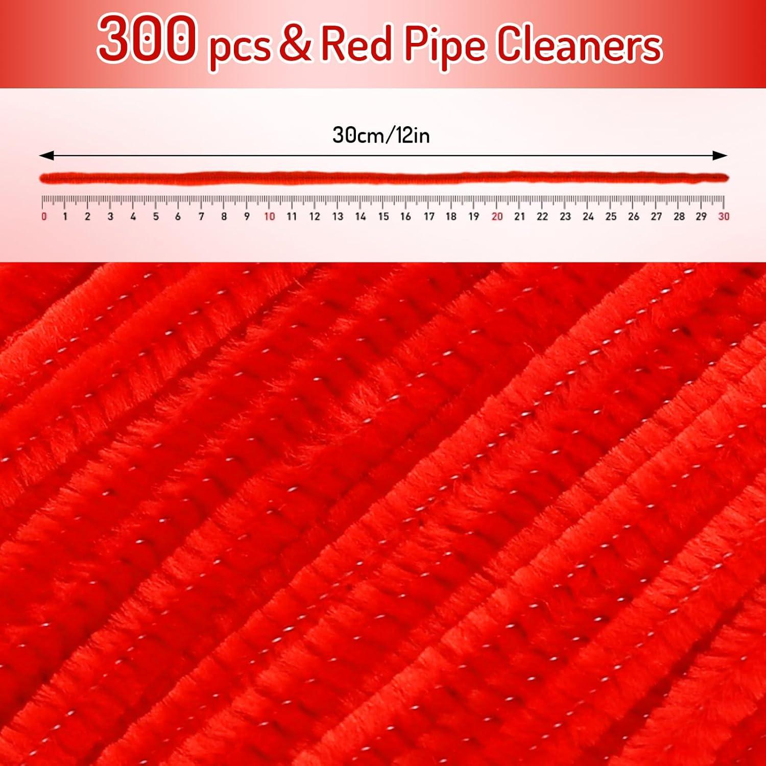 imageWhaline 300Pcs Pink Pipe Cleaners Blush Pink Chenille Stems Light Toned Decorative DIY Craft Set for Holiday Art Party Decor 12 x 02 InchRed