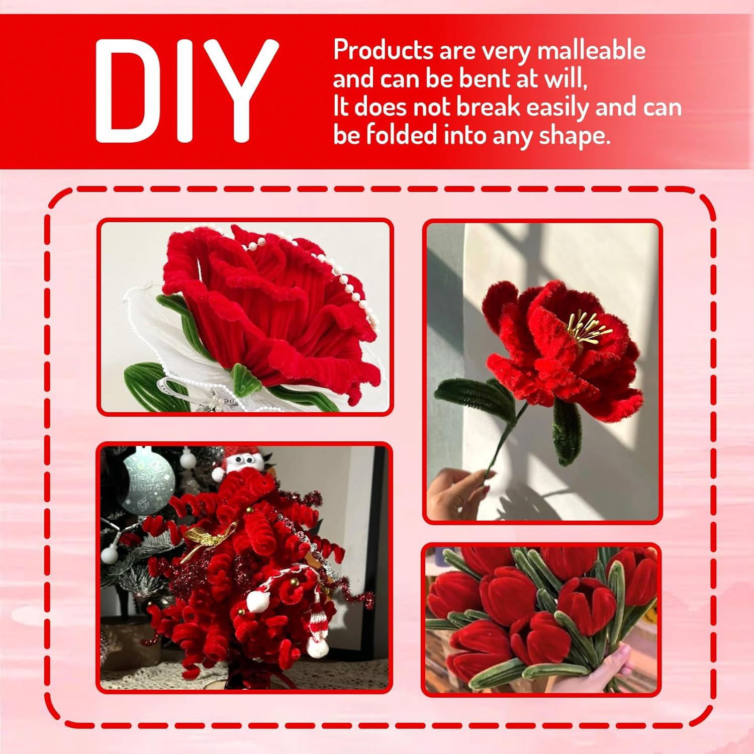 imageWhaline 300Pcs Pink Pipe Cleaners Blush Pink Chenille Stems Light Toned Decorative DIY Craft Set for Holiday Art Party Decor 12 x 02 InchRed