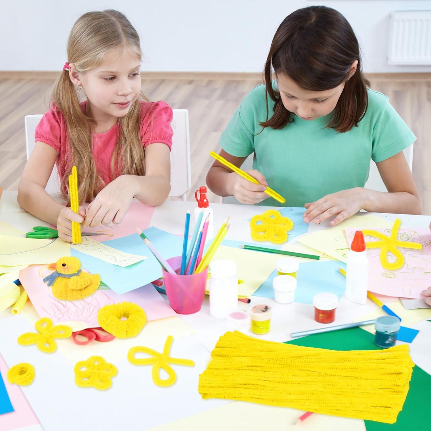 imageWhaline 300Pcs Pink Pipe Cleaners Blush Pink Chenille Stems Light Toned Decorative DIY Craft Set for Holiday Art Party Decor 12 x 02 InchYellow