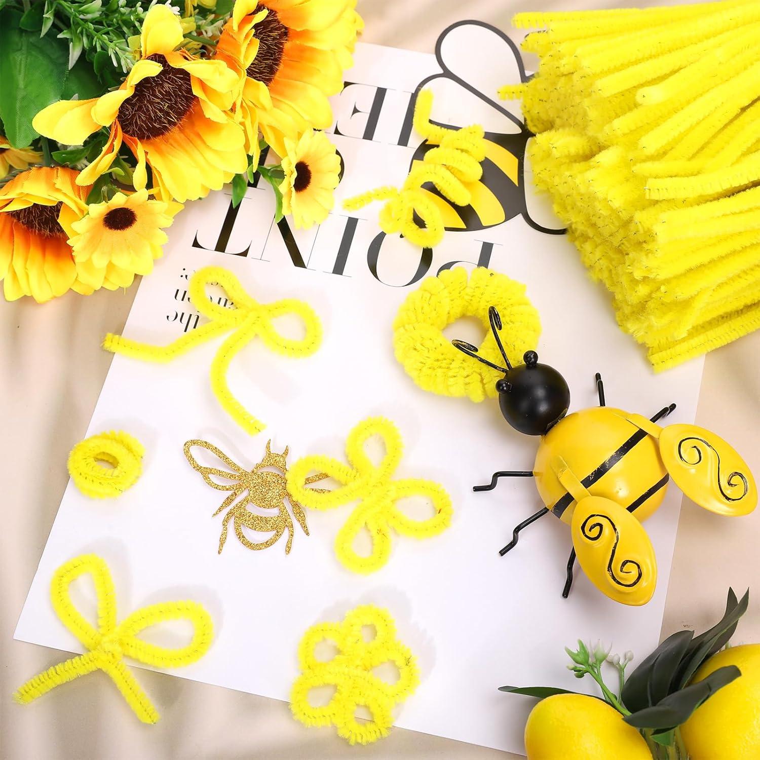 imageWhaline 300Pcs Pink Pipe Cleaners Blush Pink Chenille Stems Light Toned Decorative DIY Craft Set for Holiday Art Party Decor 12 x 02 InchYellow