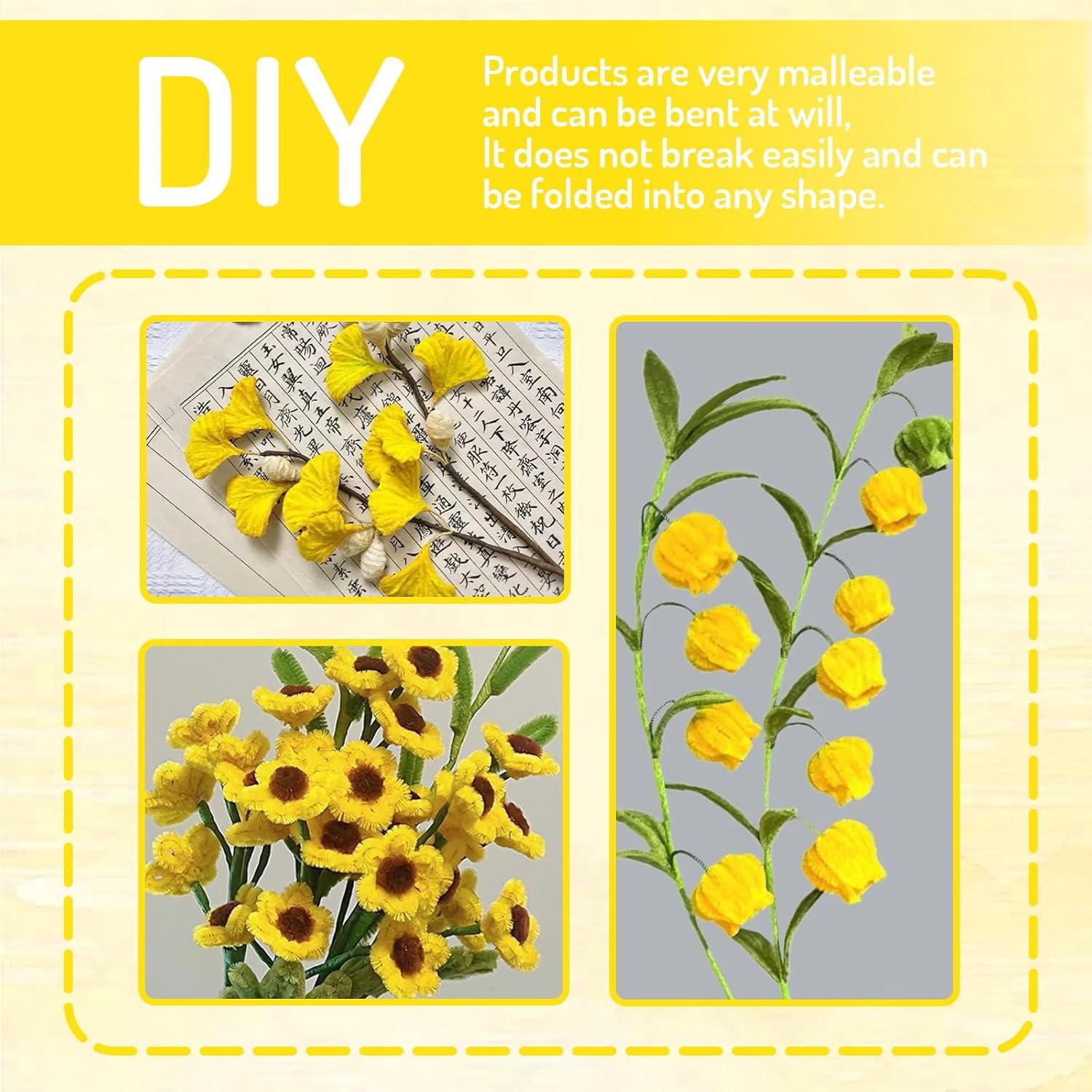 imageWhaline 300Pcs Pink Pipe Cleaners Blush Pink Chenille Stems Light Toned Decorative DIY Craft Set for Holiday Art Party Decor 12 x 02 InchYellow