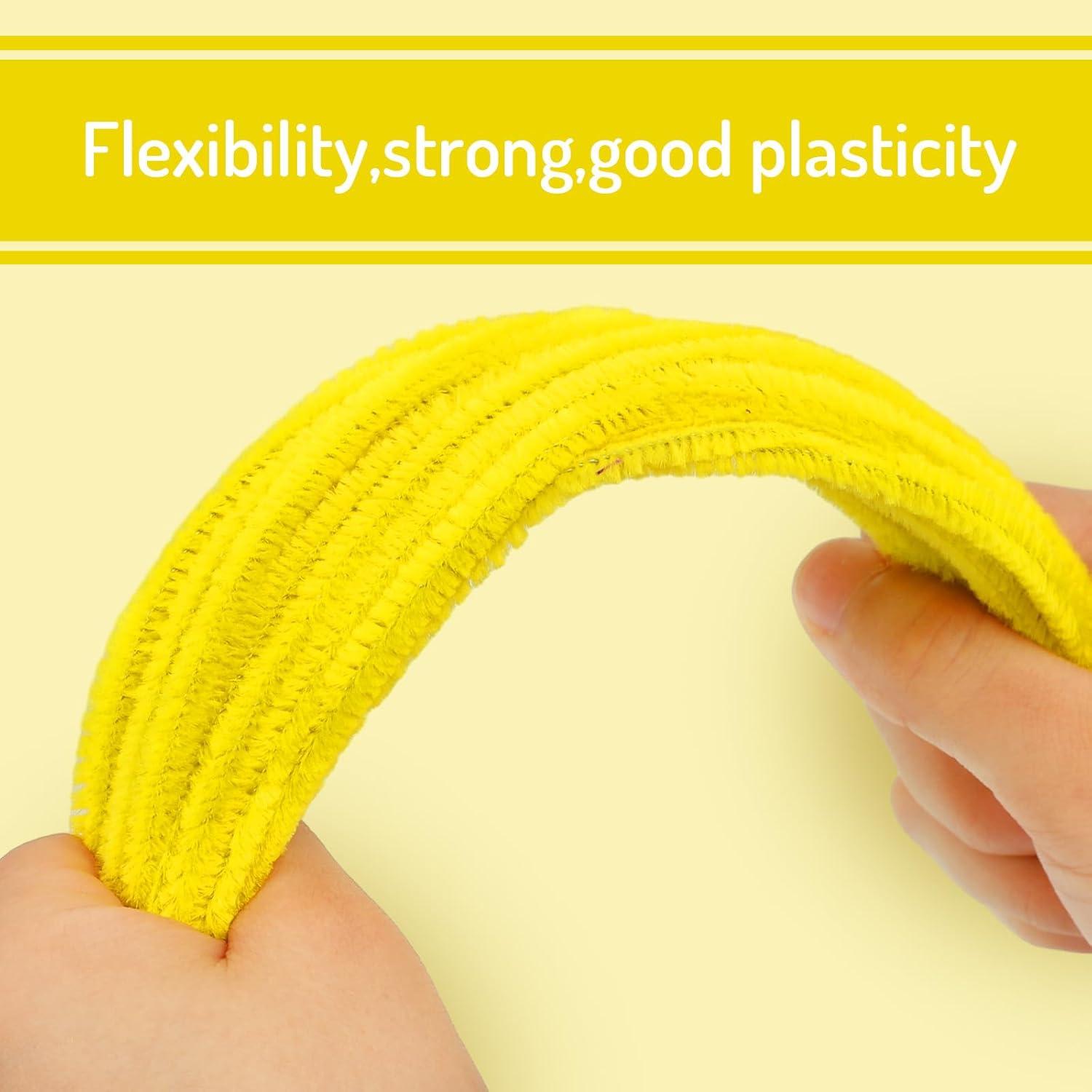 imageWhaline 300Pcs Pink Pipe Cleaners Blush Pink Chenille Stems Light Toned Decorative DIY Craft Set for Holiday Art Party Decor 12 x 02 InchYellow