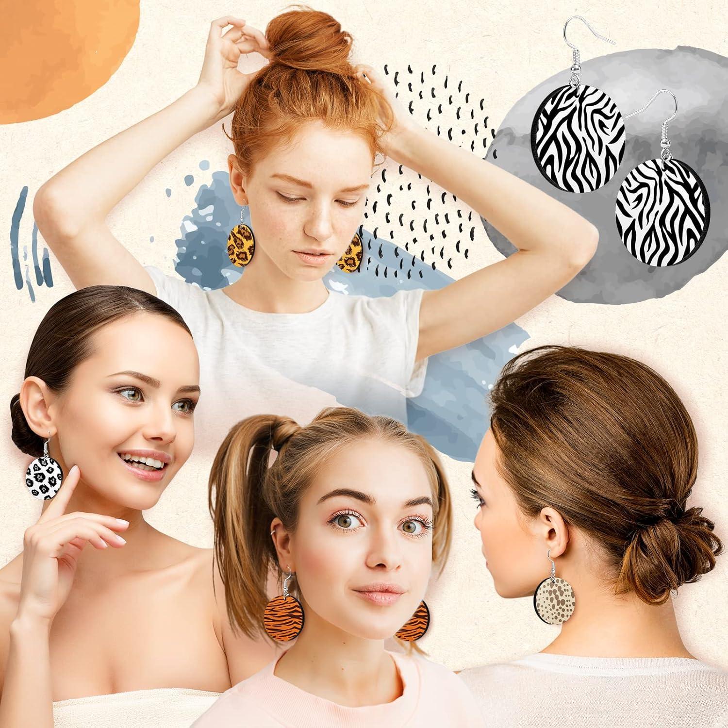 imageWhaline 30Pcs Sublimation Blank Earrings Round MDF Board White Earrings Heat Transfer Earrings Unfinished Wood Earring for Jewelry DIY Making Crafts Supplies