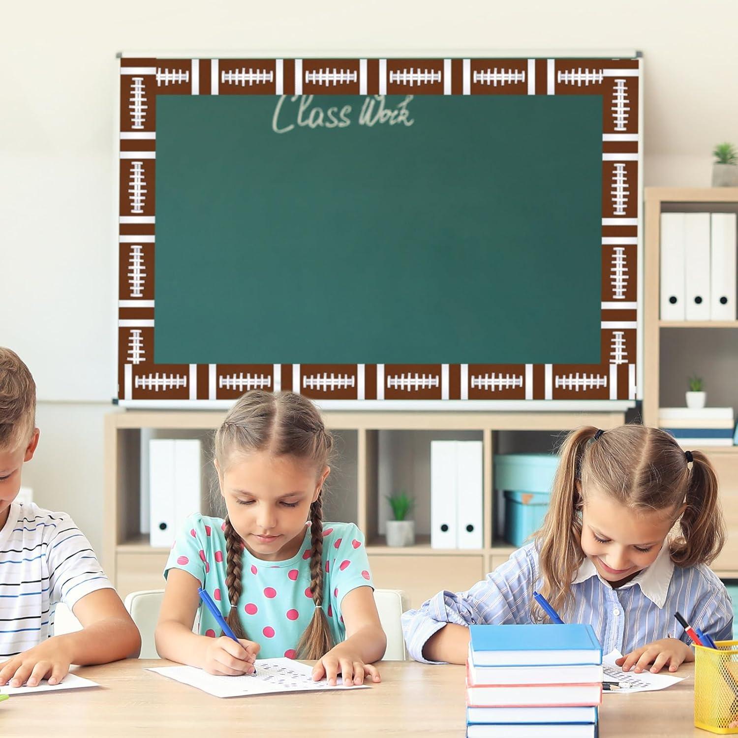 imageWhaline 328ft Baseball Bulletin Board Borders Sport Theme DieCut Bulletin Board Baseball Patterned Rolled Trim Border for Sport Party Back to School Classroom Office Chalkboard DecorationFootball