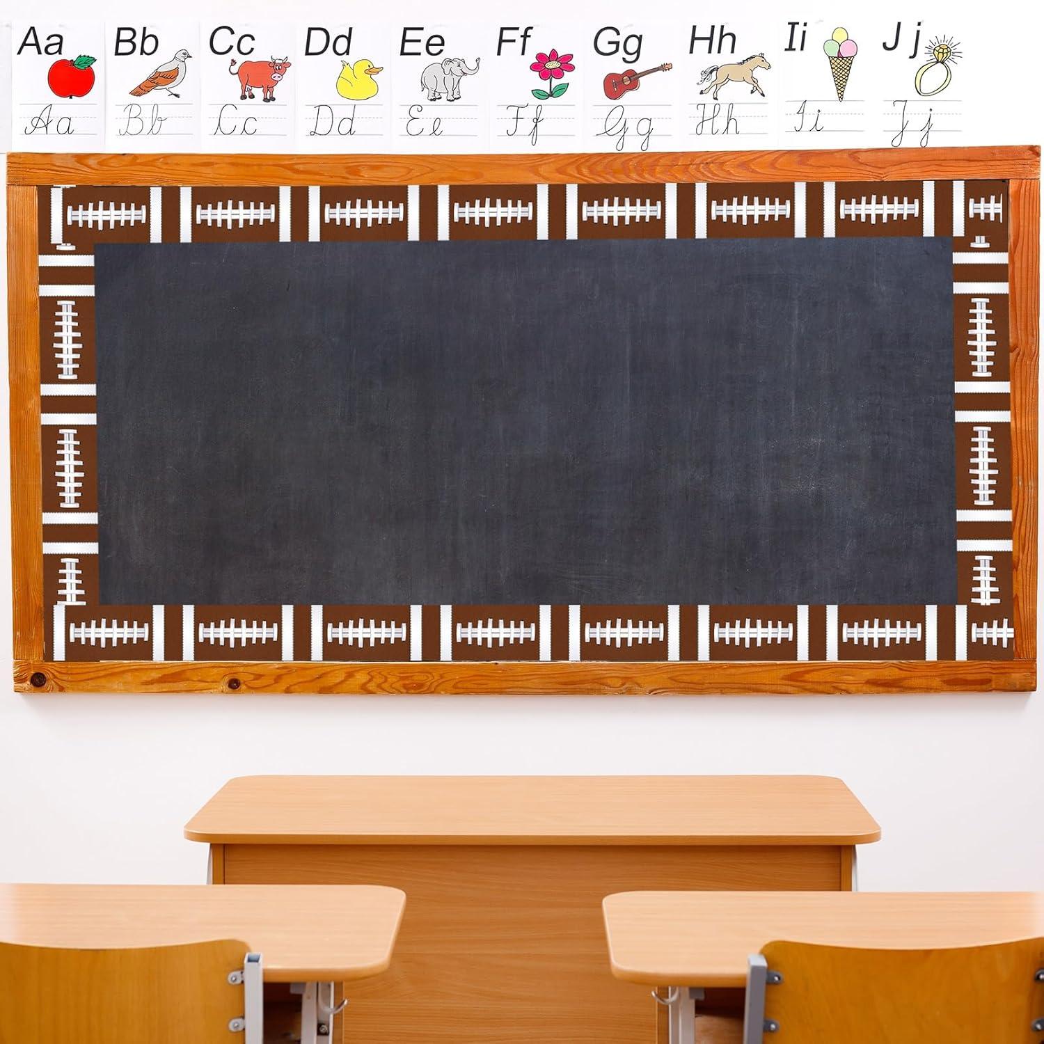 imageWhaline 328ft Baseball Bulletin Board Borders Sport Theme DieCut Bulletin Board Baseball Patterned Rolled Trim Border for Sport Party Back to School Classroom Office Chalkboard DecorationFootball