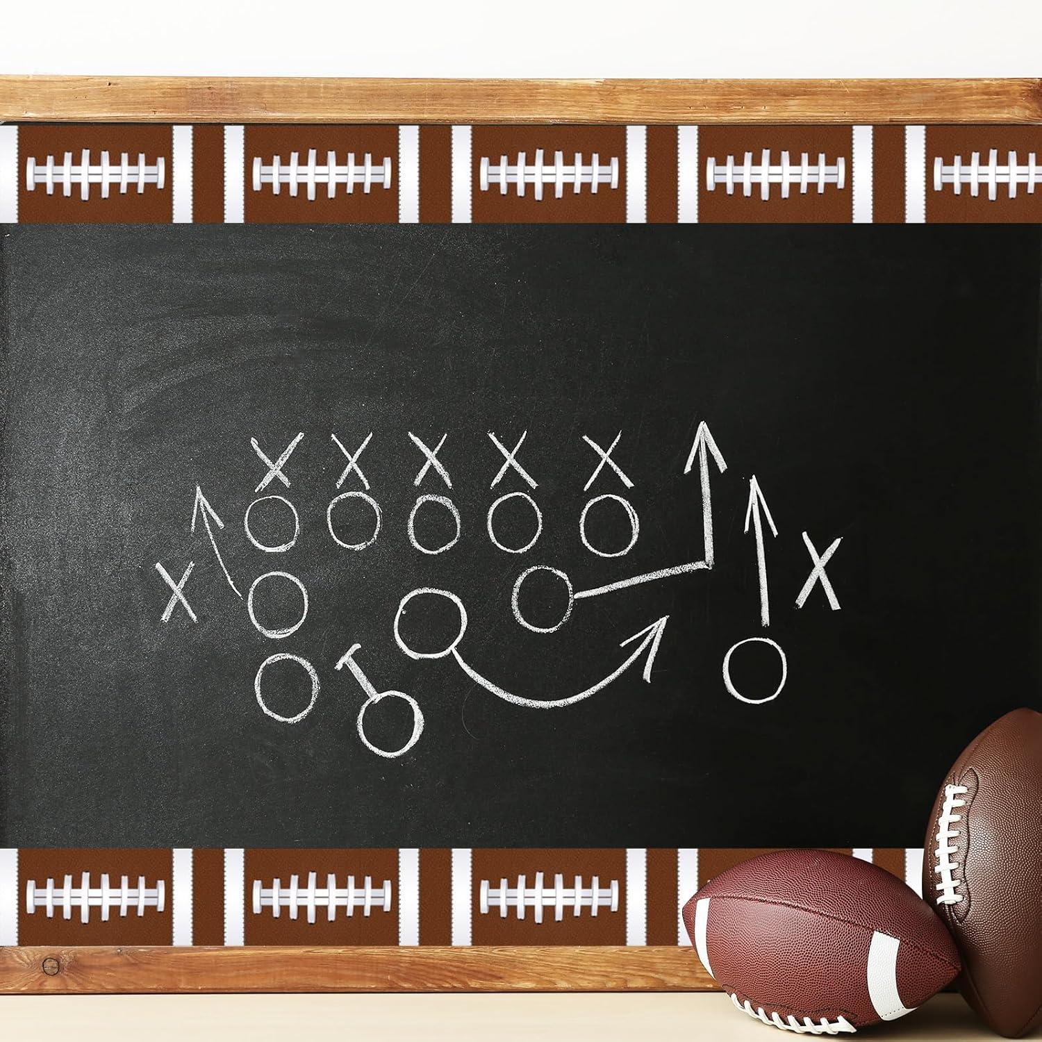 imageWhaline 328ft Baseball Bulletin Board Borders Sport Theme DieCut Bulletin Board Baseball Patterned Rolled Trim Border for Sport Party Back to School Classroom Office Chalkboard DecorationFootball