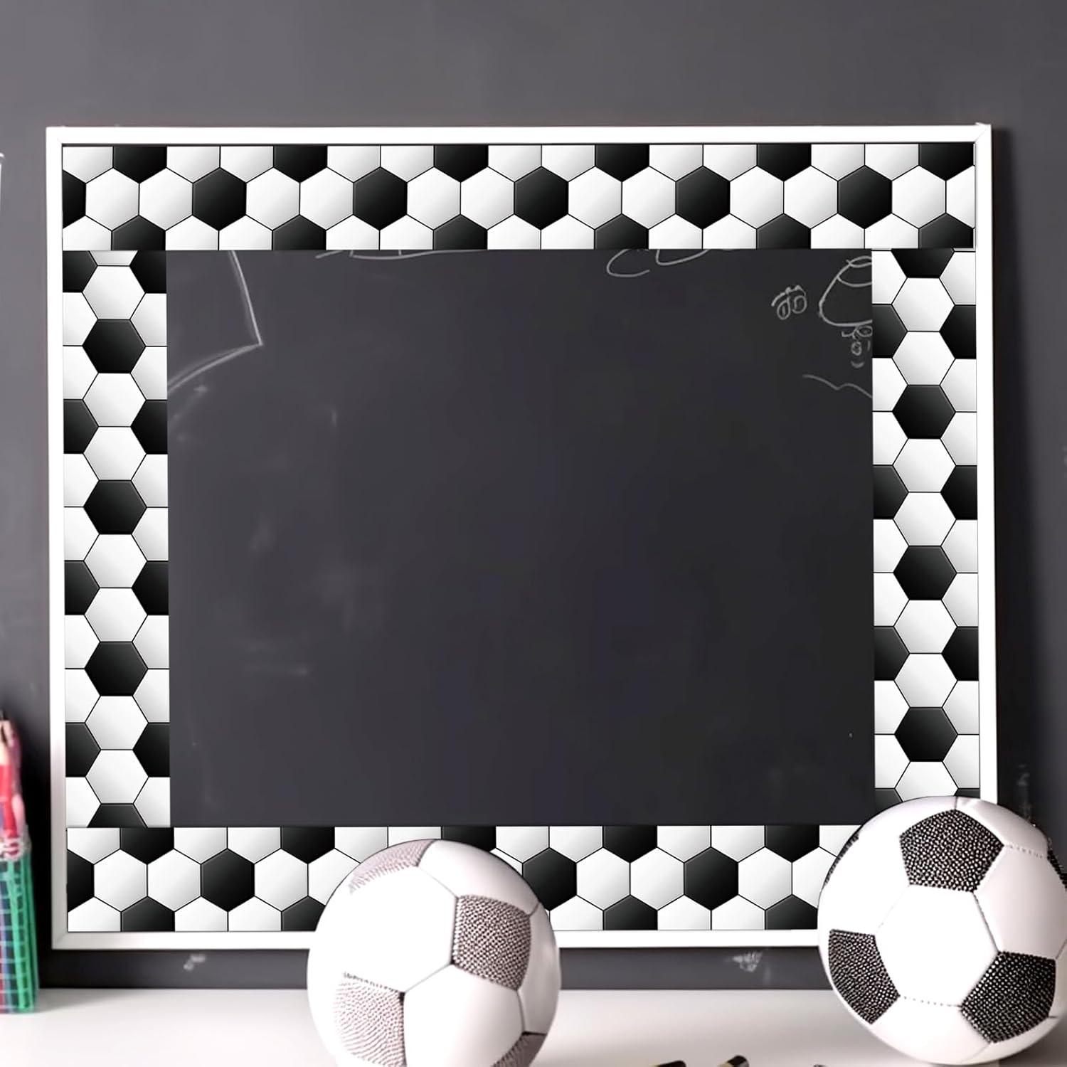 imageWhaline 328ft Baseball Bulletin Board Borders Sport Theme DieCut Bulletin Board Baseball Patterned Rolled Trim Border for Sport Party Back to School Classroom Office Chalkboard DecorationSoccer