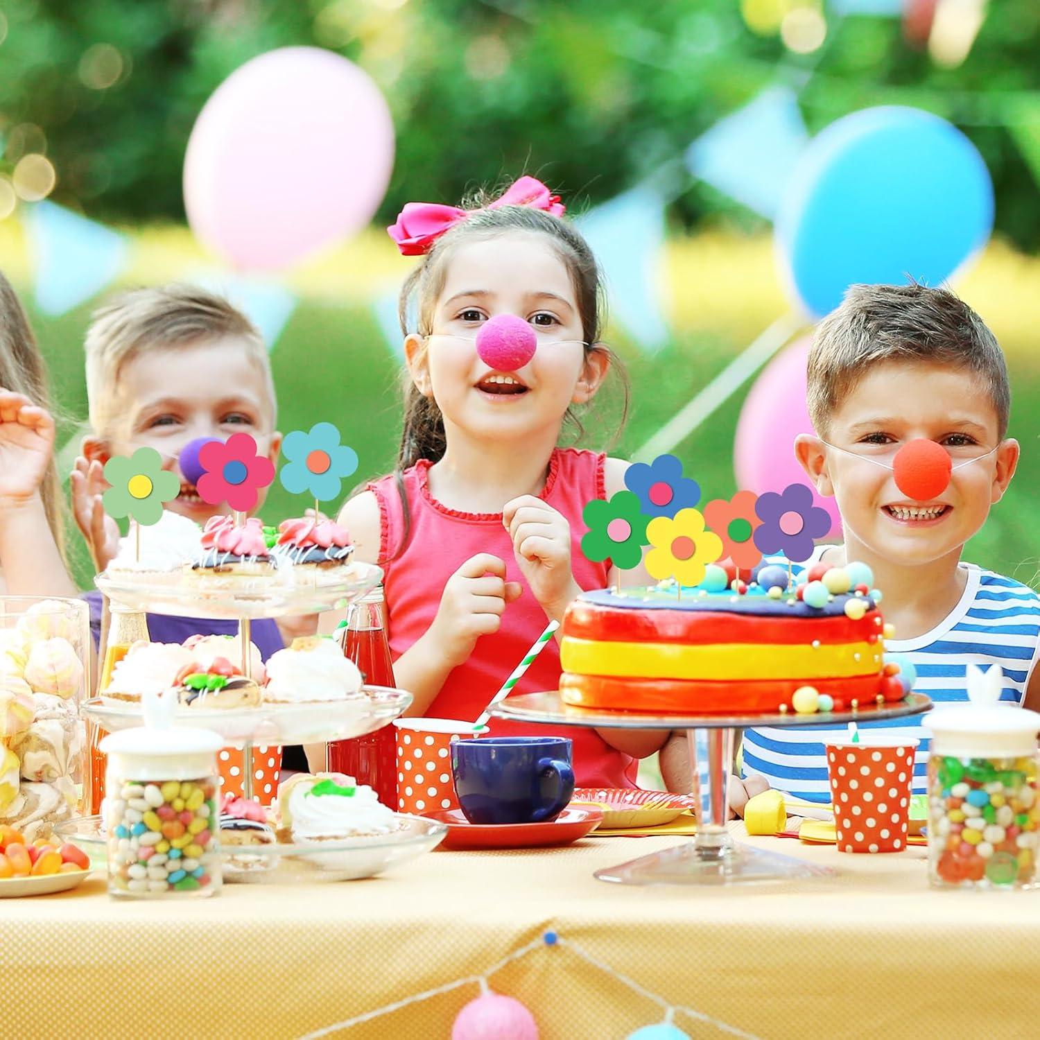 imageWhaline 32Pcs Groovy Retro Hipple Flower Cupcake Toppers 3D Colorful Pink Boho Cupcake Picks with Sticks Glue Point for Boho Party Supplies Cake DecorationsY2k Color