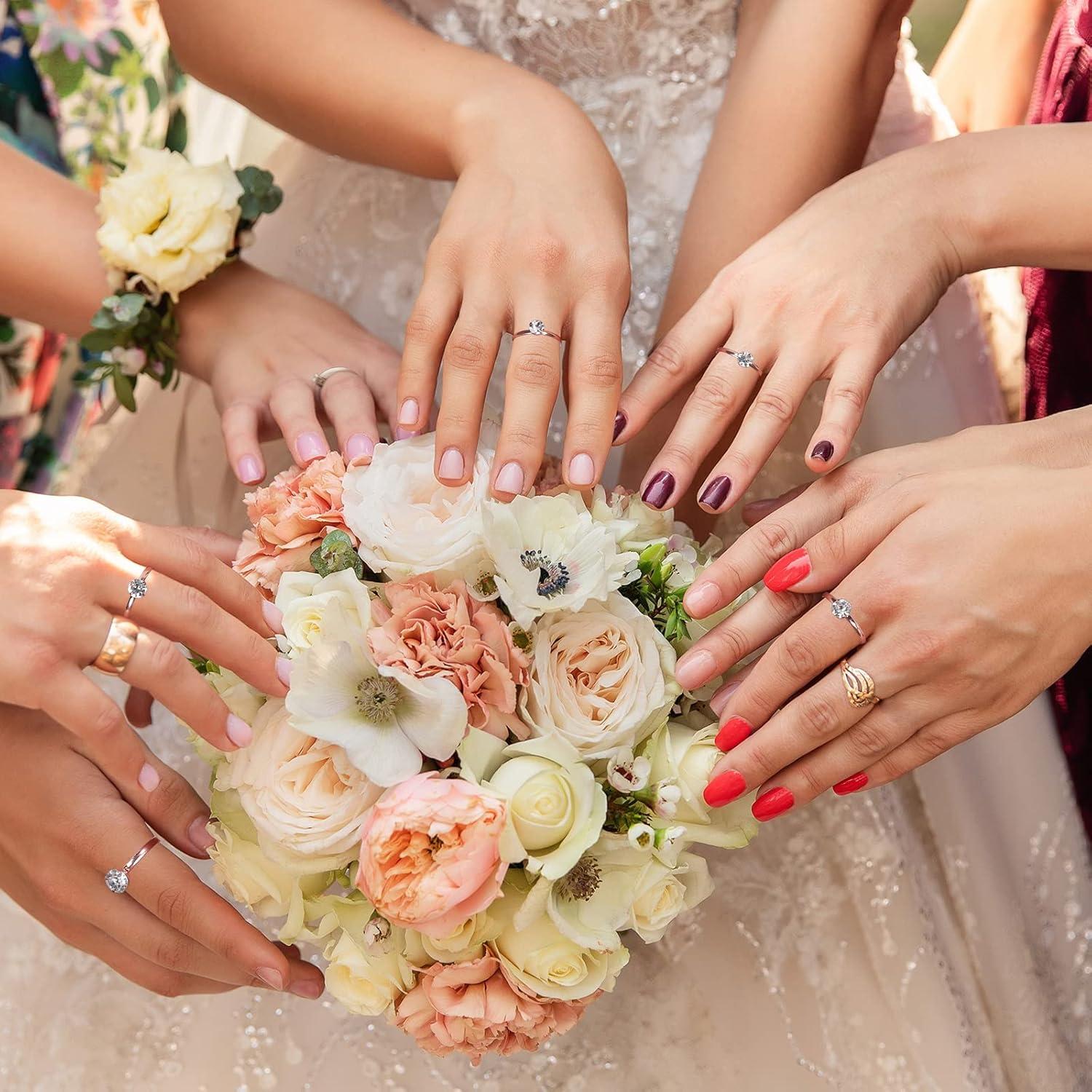 imageWhaline 36 Packs Diamond Engagement Rings Bridal Shower Rings for Wedding Table Decorations Party Supply Favor Accents Cupcake ToppersRose Gold