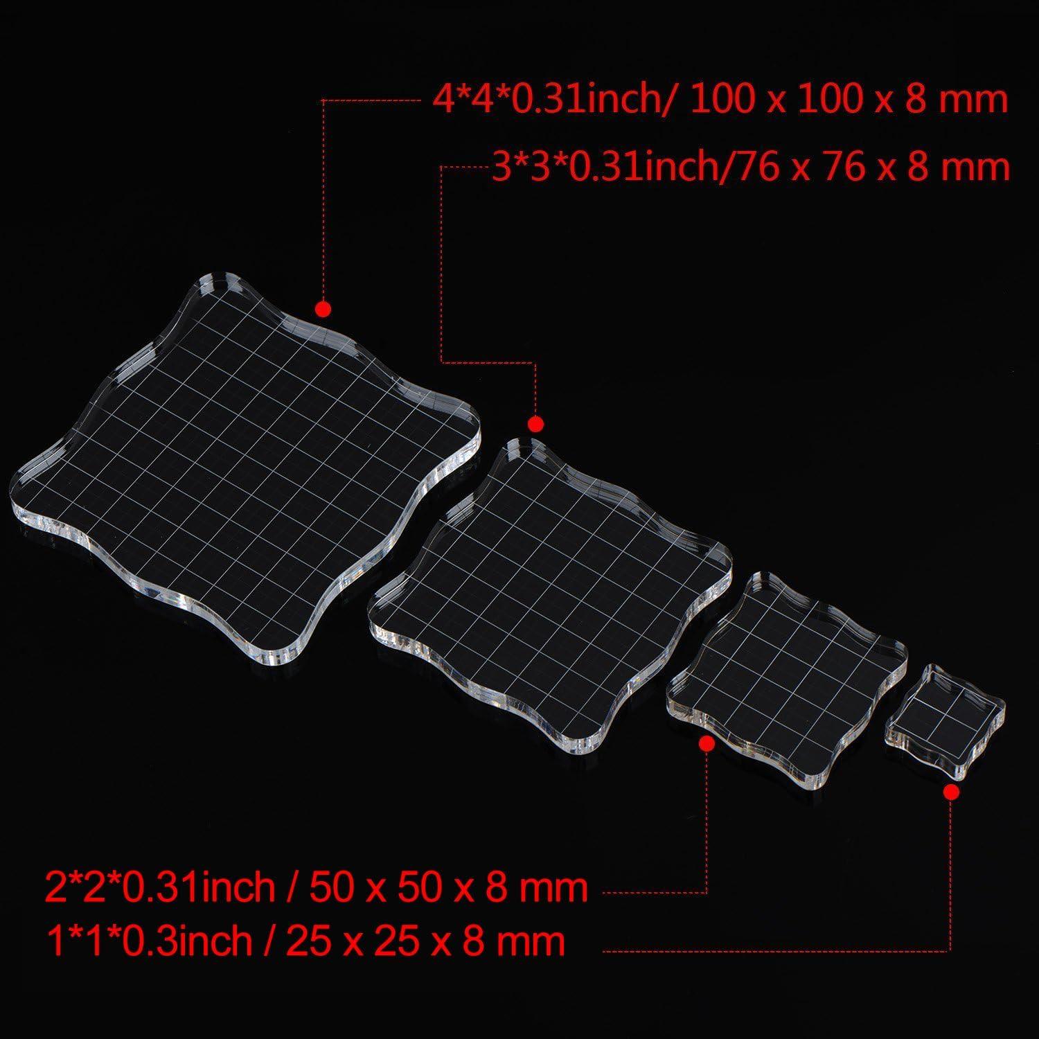 imageWhaline 4 Pieces Stamp Blocks with Grid and Grip Acrylic Clear Stamping Blocks Set Essential Stamping Tools for Scrapbooking Crafts Making