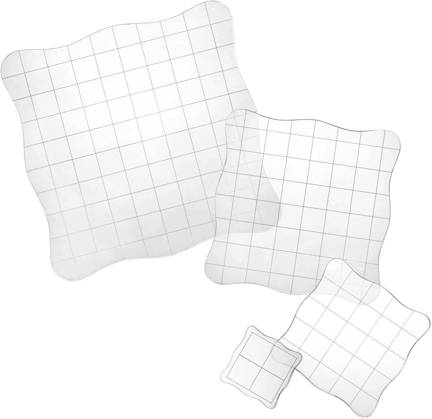 imageWhaline 4 Pieces Stamp Blocks with Grid and Grip Acrylic Clear Stamping Blocks Set Essential Stamping Tools for Scrapbooking Crafts Making