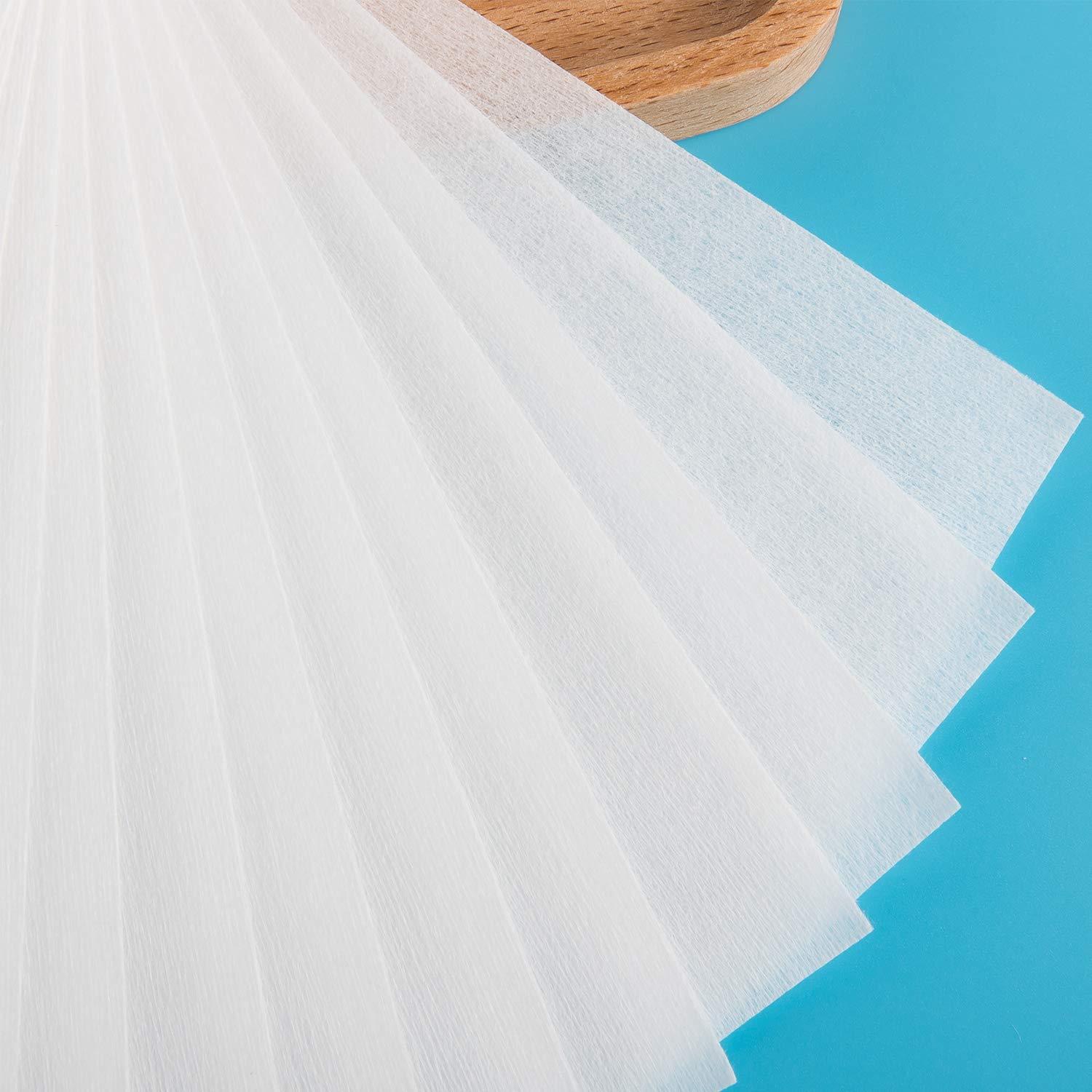 imageWhaline 400 Pieces NonWoven Wax Strips Body and Facial Waxing Strips White MultiSize Hair Removal Muslin Wax Strips Spa Beauty Waxing Strips for Face Arms Legs Underarm Bikini Hair Removal