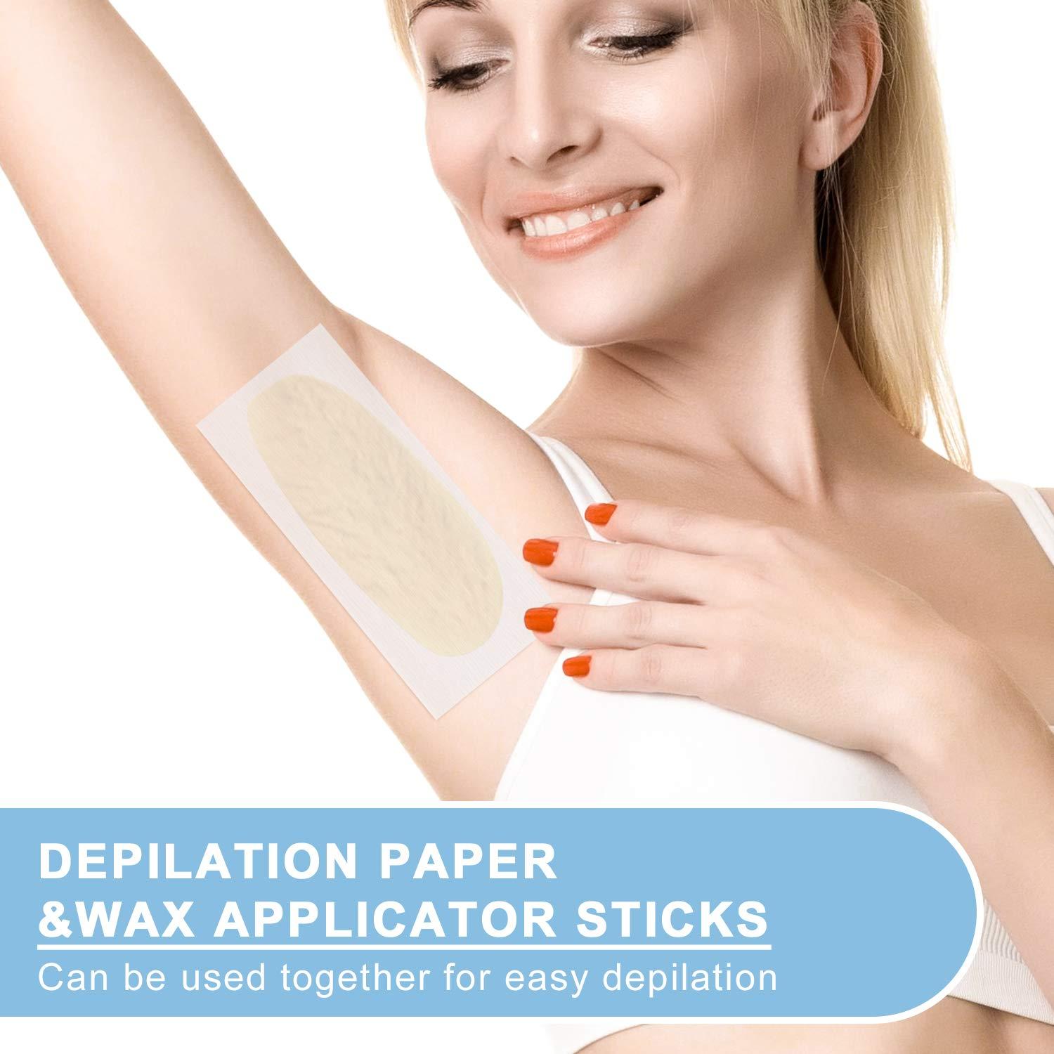 imageWhaline 400 Pieces NonWoven Wax Strips Body and Facial Waxing Strips White MultiSize Hair Removal Muslin Wax Strips Spa Beauty Waxing Strips for Face Arms Legs Underarm Bikini Hair Removal