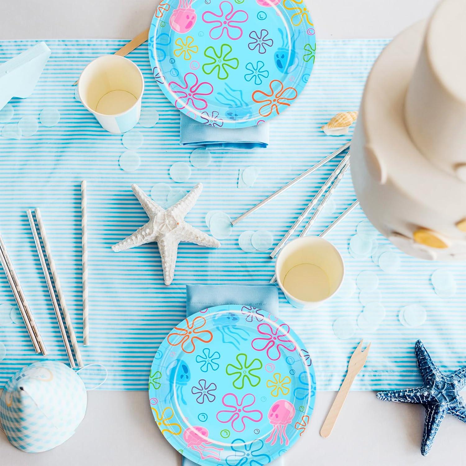 imageWhaline 40Pcs Halloween Paper Plates Pink Ghost Disposable Plates 9 Inch Cute Cartoon Ghost Decorative Round Plates for Halloween Summerween Party Birthday Baby Shower Table DecorUnder The Sea