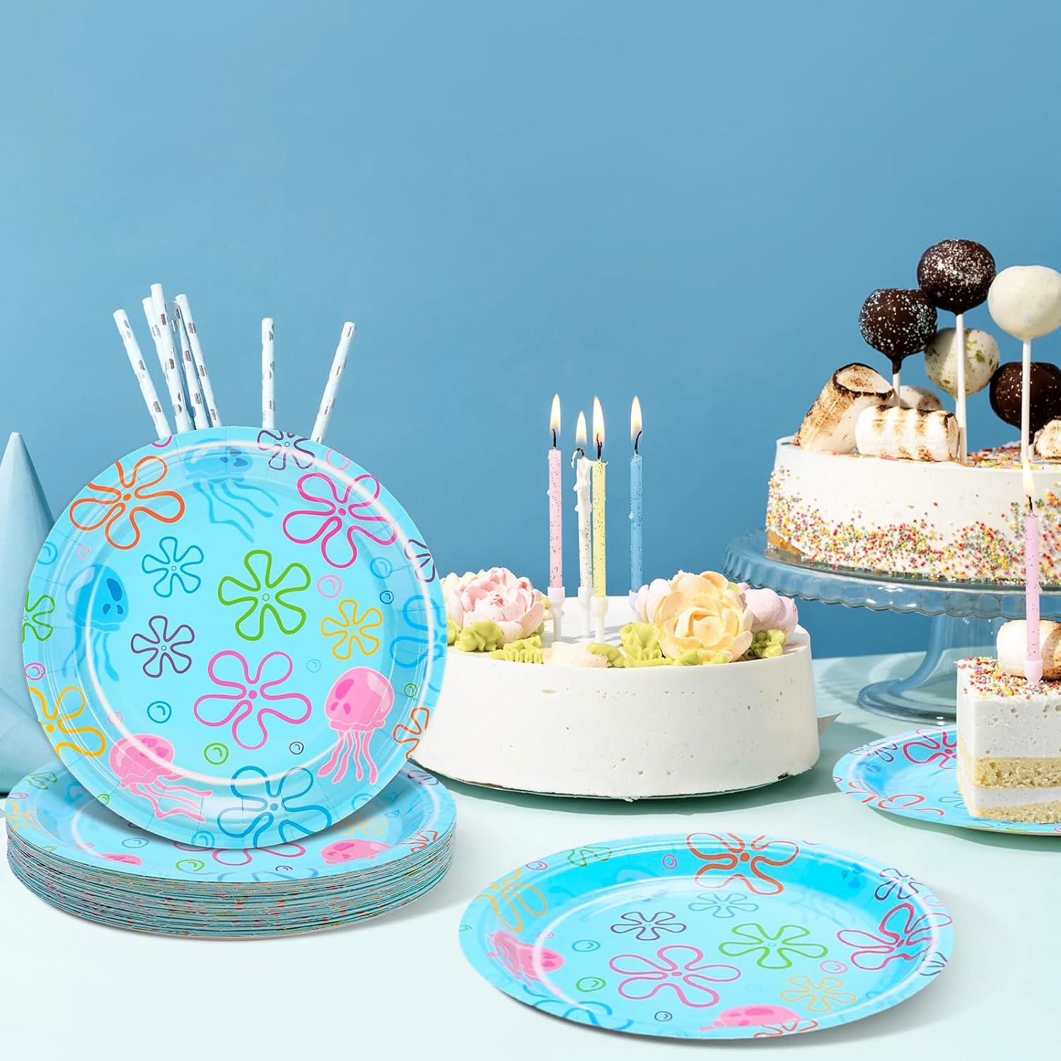 imageWhaline 40Pcs Halloween Paper Plates Pink Ghost Disposable Plates 9 Inch Cute Cartoon Ghost Decorative Round Plates for Halloween Summerween Party Birthday Baby Shower Table DecorUnder The Sea