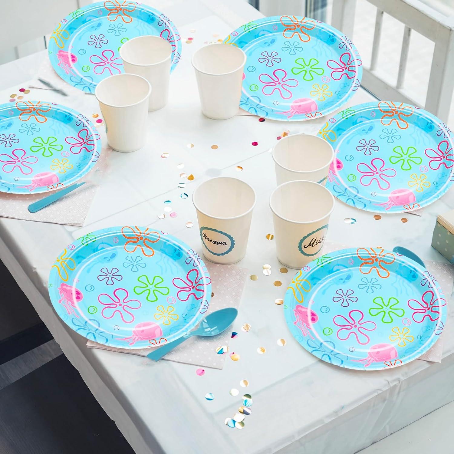 imageWhaline 40Pcs Halloween Paper Plates Pink Ghost Disposable Plates 9 Inch Cute Cartoon Ghost Decorative Round Plates for Halloween Summerween Party Birthday Baby Shower Table DecorUnder The Sea