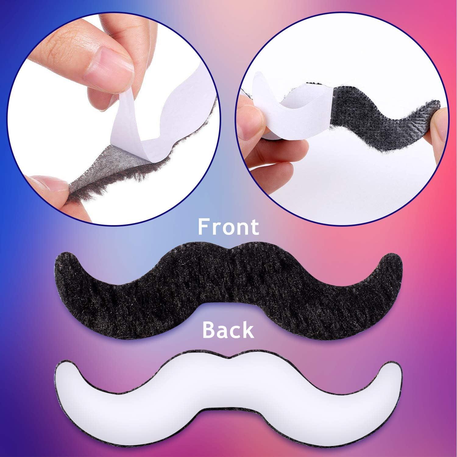 imageWhaline 48 Piece Self Adhesive Fake Mustache Set Novelty Mustaches for Costume and Halloween Festival Party