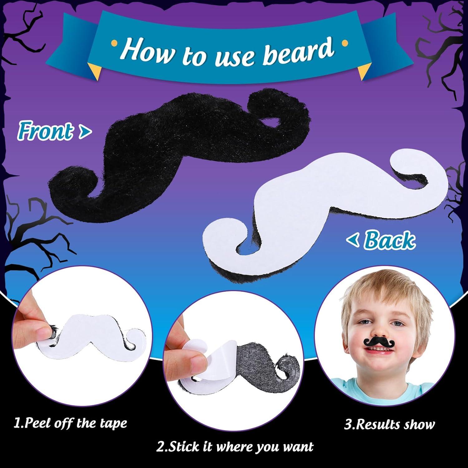 imageWhaline 48Pcs Fake Mustaches SelfAdhesive Blank Brown Costume Novelty Mustache 12 Styles Artificial Bead for Masquerade Performance Birthday Costume Cosplay Party Supplies