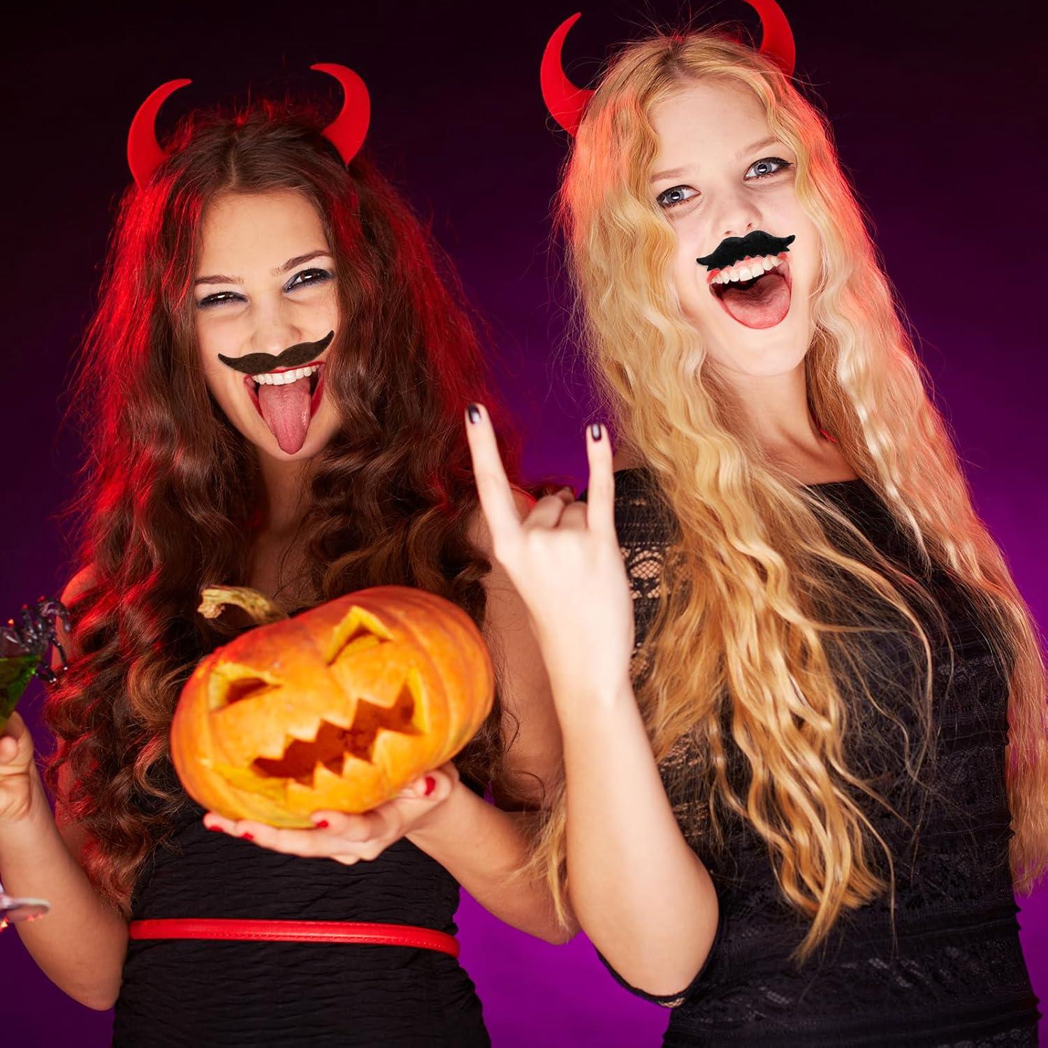 imageWhaline 48Pcs Fake Mustaches SelfAdhesive Blank Brown Costume Novelty Mustache 12 Styles Artificial Bead for Masquerade Performance Birthday Costume Cosplay Party Supplies