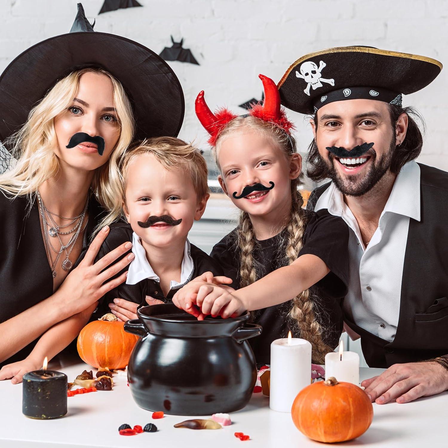 imageWhaline 48Pcs Fake Mustaches SelfAdhesive Blank Brown Costume Novelty Mustache 12 Styles Artificial Bead for Masquerade Performance Birthday Costume Cosplay Party Supplies