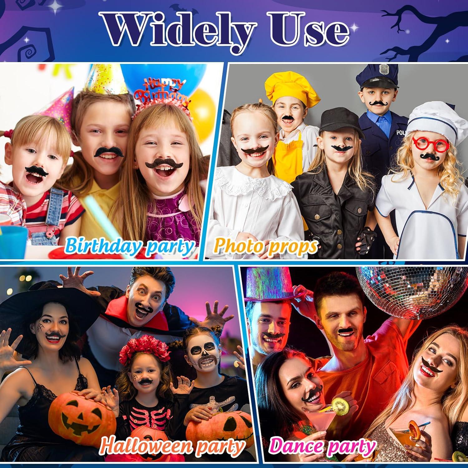 imageWhaline 48Pcs Fake Mustaches SelfAdhesive Blank Brown Costume Novelty Mustache 12 Styles Artificial Bead for Masquerade Performance Birthday Costume Cosplay Party Supplies