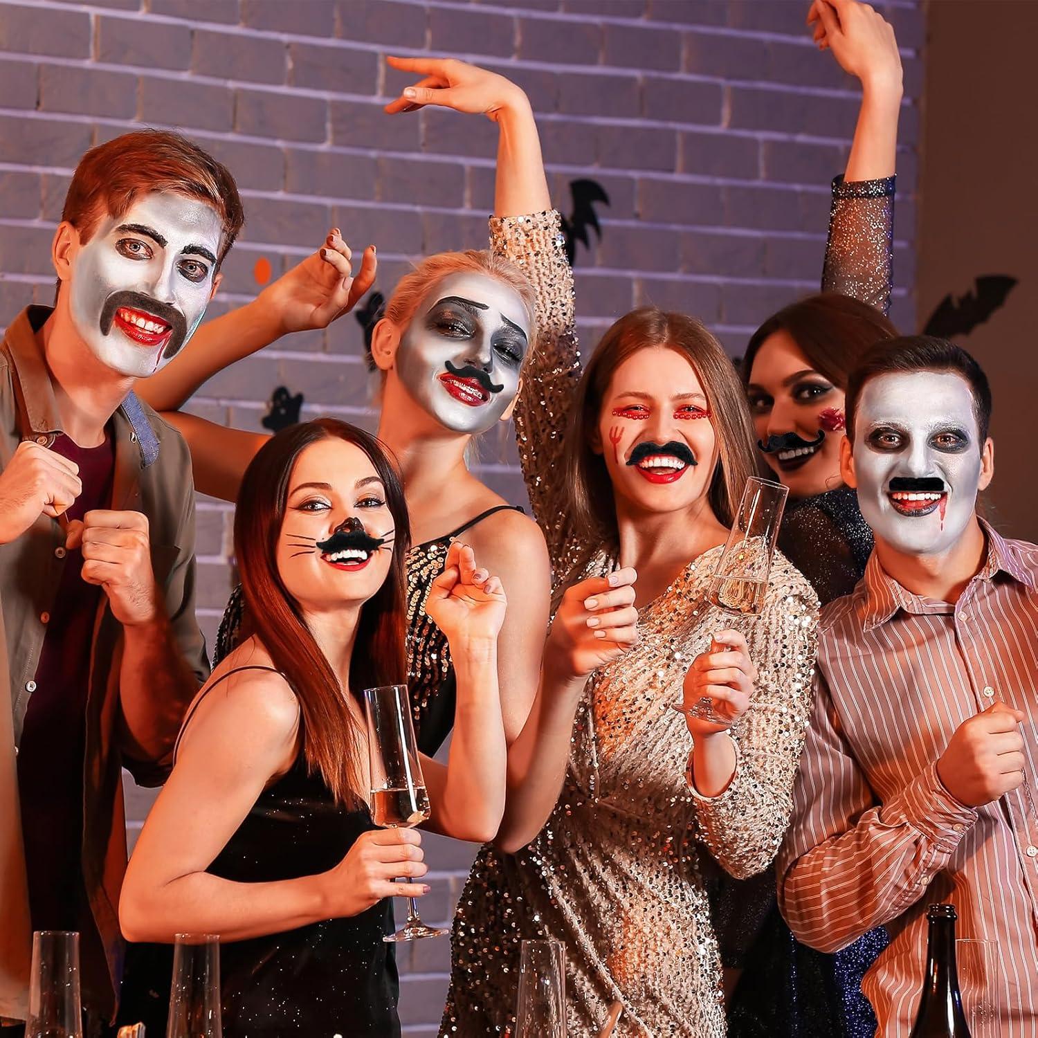 imageWhaline 48Pcs Fake Mustaches SelfAdhesive Blank Brown Costume Novelty Mustache 12 Styles Artificial Bead for Masquerade Performance Birthday Costume Cosplay Party Supplies