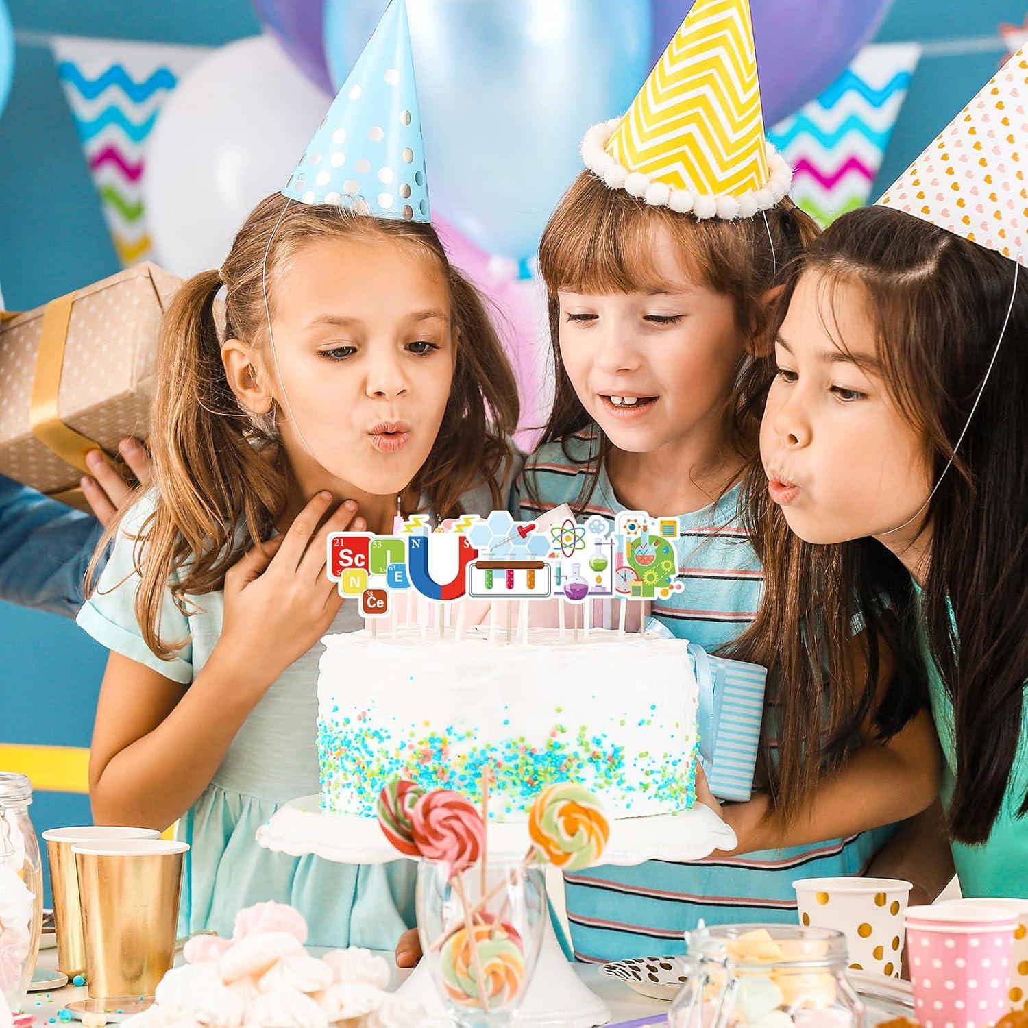 imageWhaline 48Pcs Science Party Cupcake Toppers Cartoon Cupcake Dessert Topper Picks Cupcake Decoration for Baby Shower Birthday Party Decoration Supplies