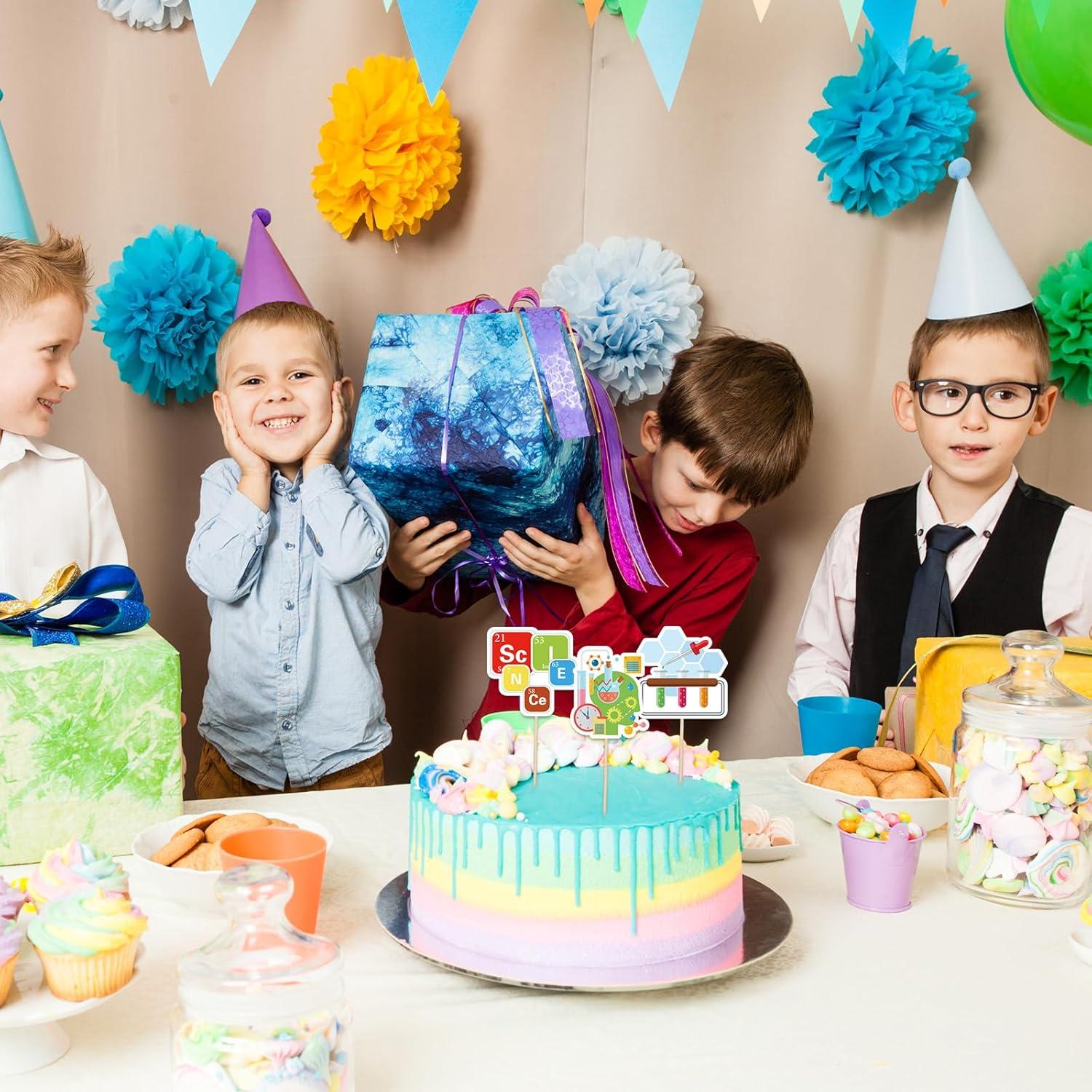 imageWhaline 48Pcs Science Party Cupcake Toppers Cartoon Cupcake Dessert Topper Picks Cupcake Decoration for Baby Shower Birthday Party Decoration Supplies