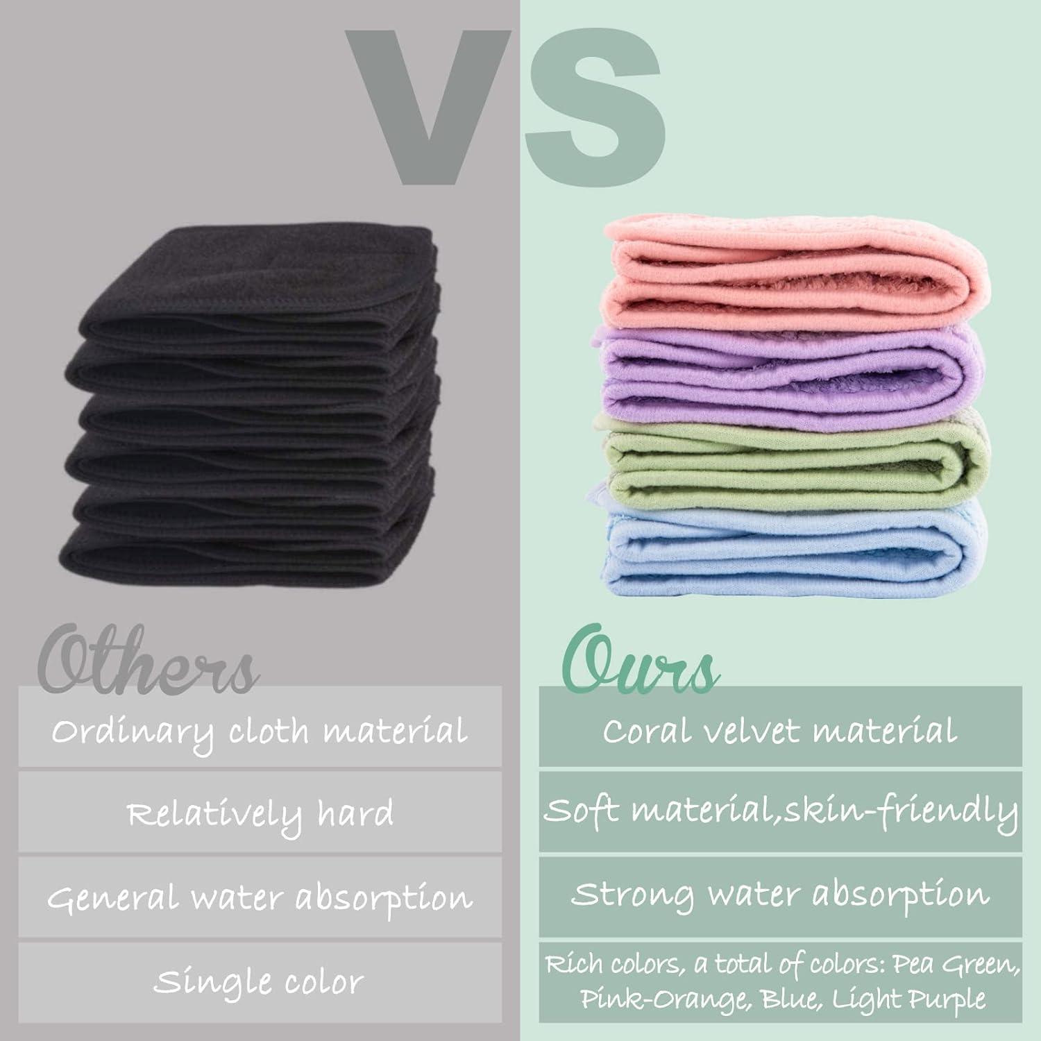 imageWhaline 4Pcs Spa Facial Headband Super Absorption Makeup Hair Wrap Adjustable Coral Fleece Hair Band Soft Towel Head Band for Face Washing Shower SportsPea Green PinkOrange Blue Light Purple