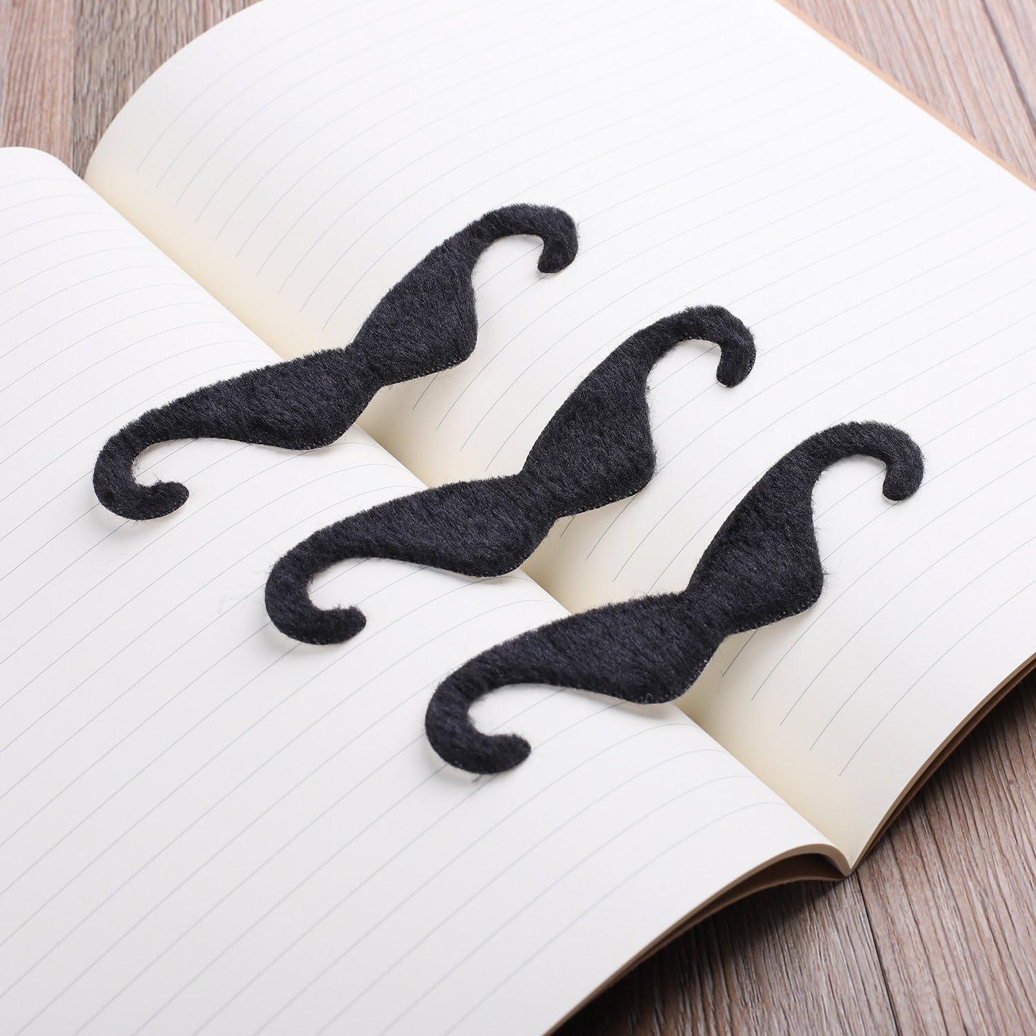 imageWhaline 5 Inch Large Self Adhesive Fake Mustaches Novelty Black Mustache for Masquerade Costume Party 6 Pieces