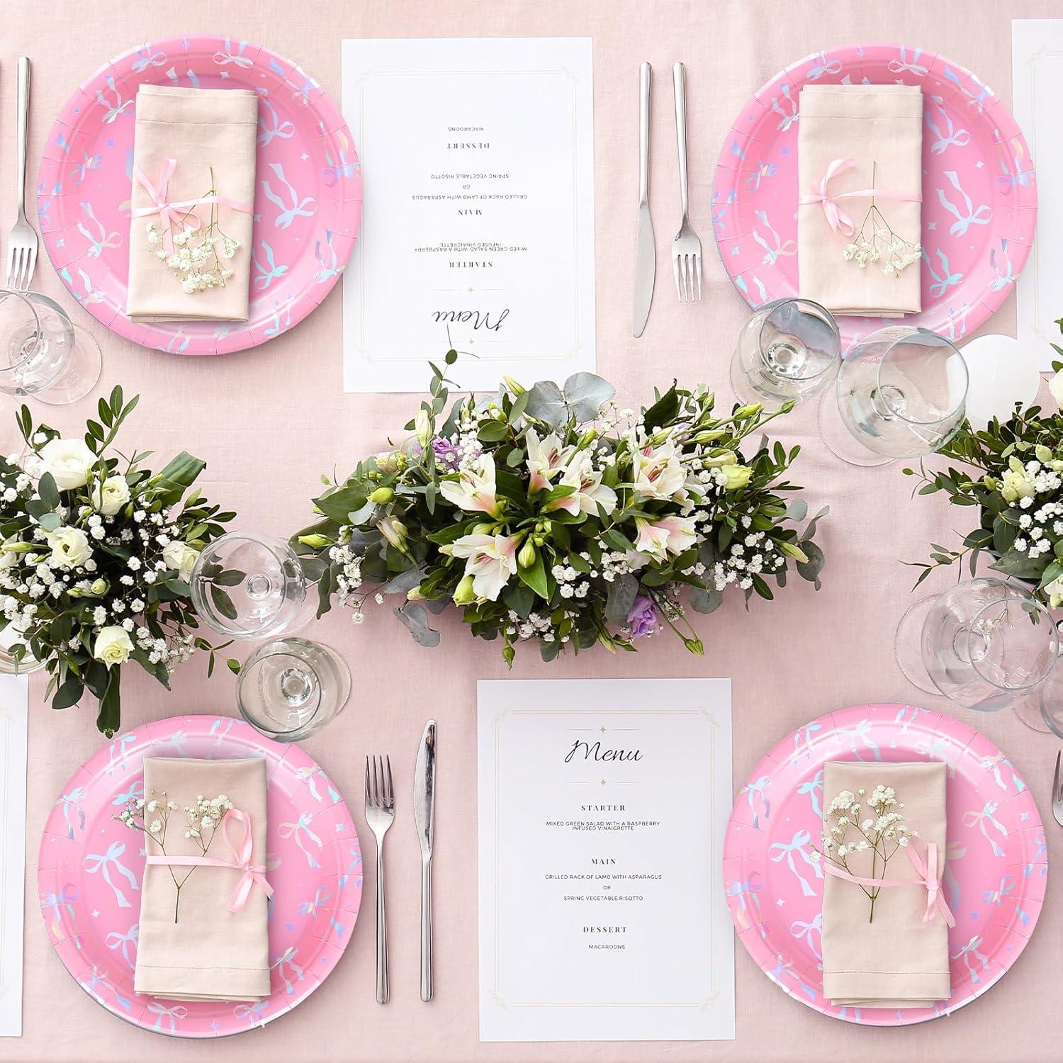 imageWhaline 50Pcs Iridescent Halloween Black Disposable Party Plates Silver Laser Ghost Paper Plates ColorChanging Holographic Dinner Plates for Spooky Kitchen Supplies 9 InchBow