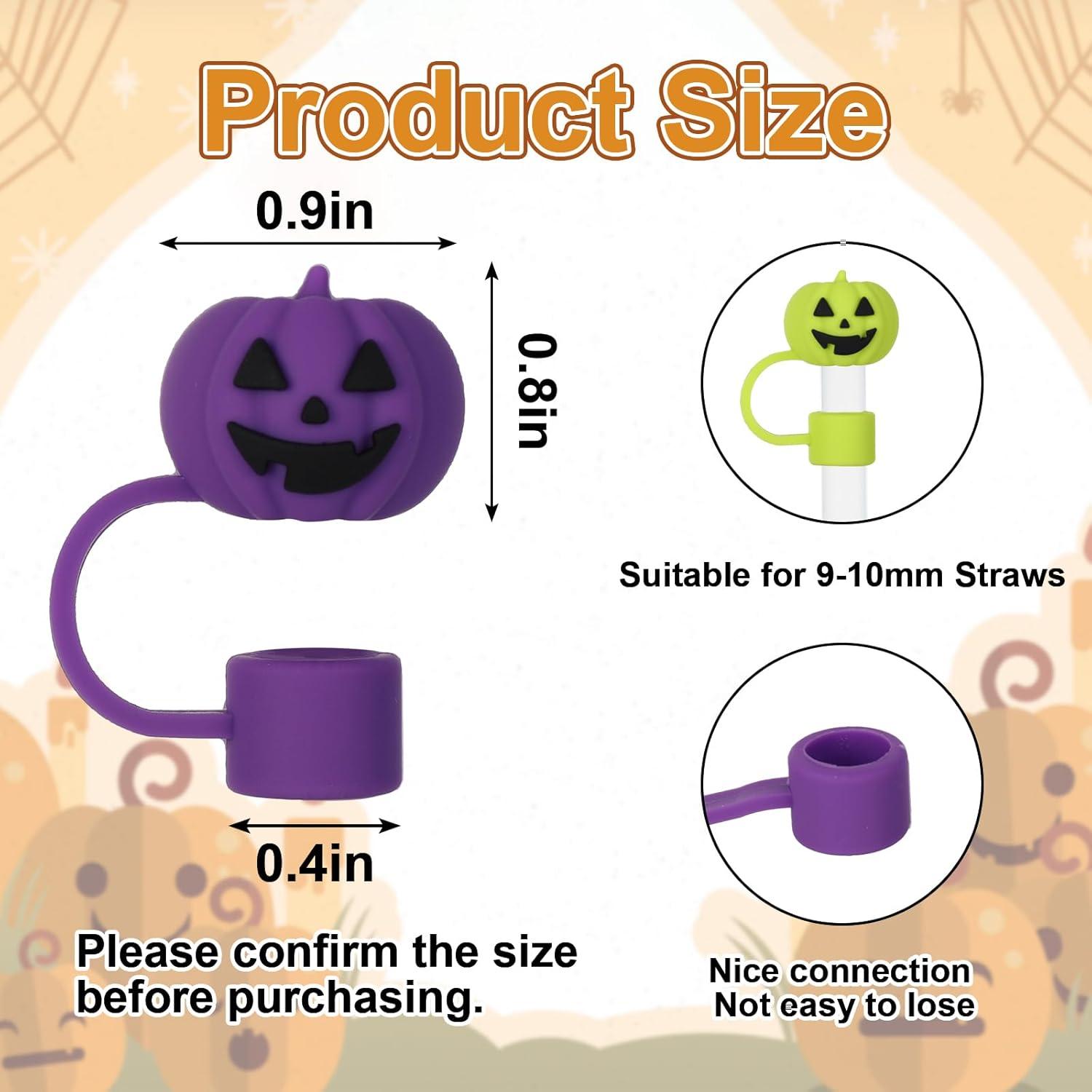imageWhaline 5Pcs Halloween Straw Covers Cap Grimace Pumpkin Silicone Reusable Straw Topper Colorful 10mm04In Straw Lids Protectors for 3040 OZ Tumbler Cups AccessoriesGrimace Pumpkin
