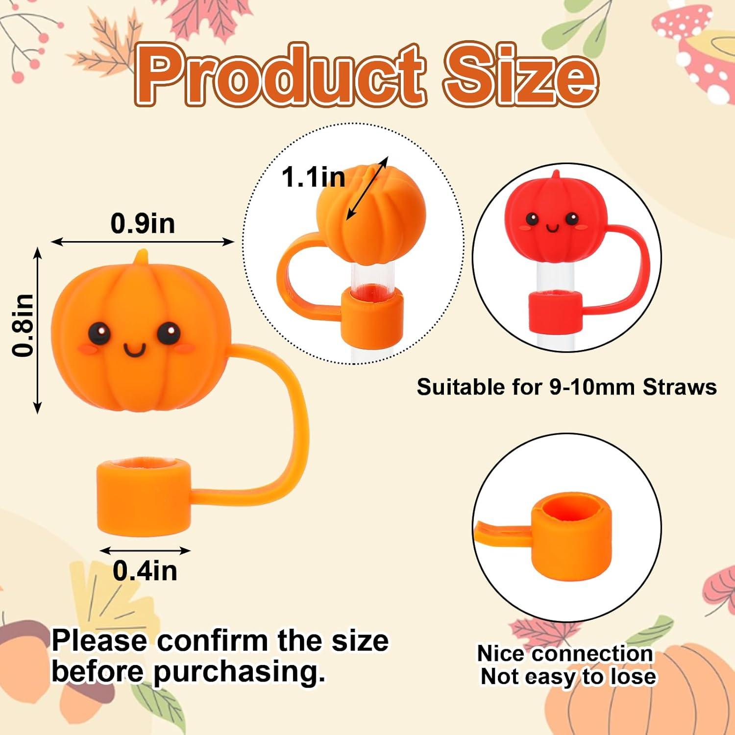 imageWhaline 5Pcs Halloween Straw Covers Cap Grimace Pumpkin Silicone Reusable Straw Topper Colorful 10mm04In Straw Lids Protectors for 3040 OZ Tumbler Cups AccessoriesCute Pumpkin Face
