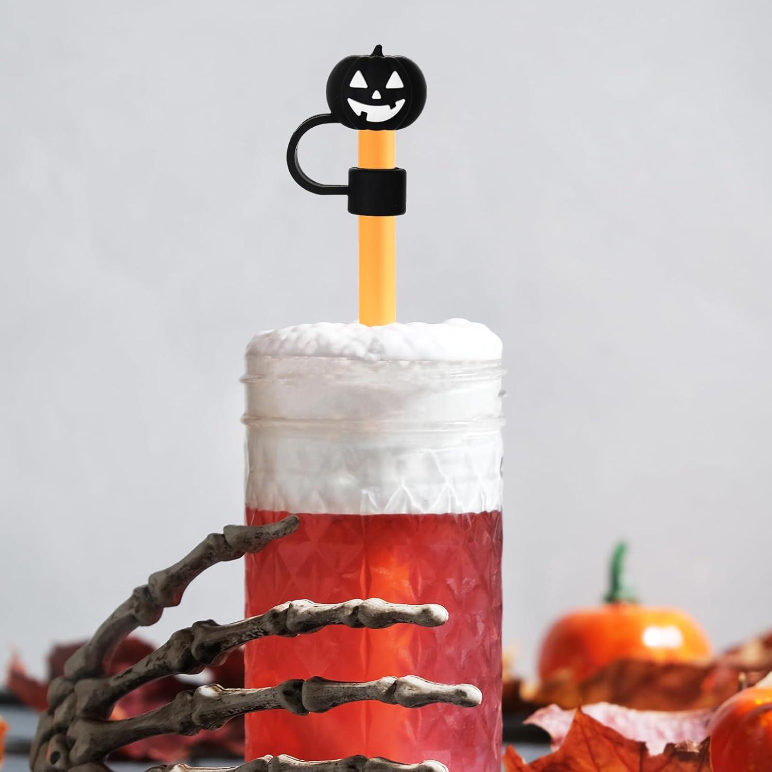 imageWhaline 5Pcs Halloween Straw Covers Cap Grimace Pumpkin Silicone Reusable Straw Topper Colorful 10mm04In Straw Lids Protectors for 3040 OZ Tumbler Cups AccessoriesGrimace Pumpkin