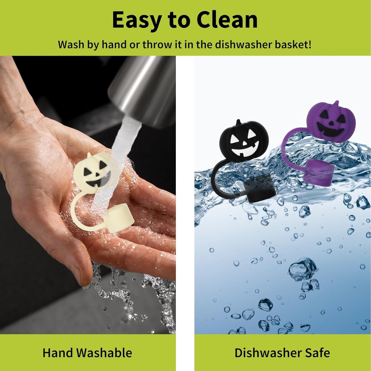 imageWhaline 5Pcs Halloween Straw Covers Cap Grimace Pumpkin Silicone Reusable Straw Topper Colorful 10mm04In Straw Lids Protectors for 3040 OZ Tumbler Cups AccessoriesGrimace Pumpkin