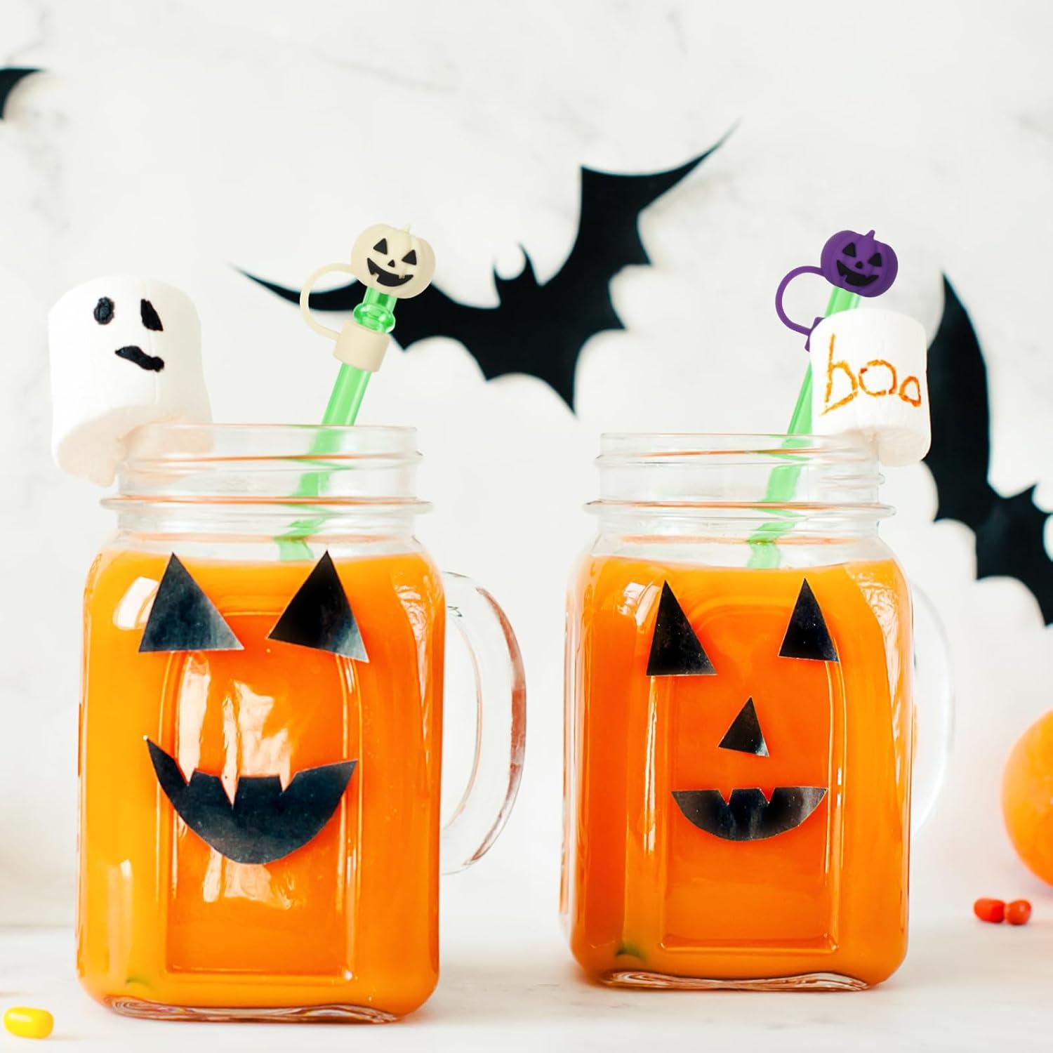 imageWhaline 5Pcs Halloween Straw Covers Cap Grimace Pumpkin Silicone Reusable Straw Topper Colorful 10mm04In Straw Lids Protectors for 3040 OZ Tumbler Cups AccessoriesGrimace Pumpkin
